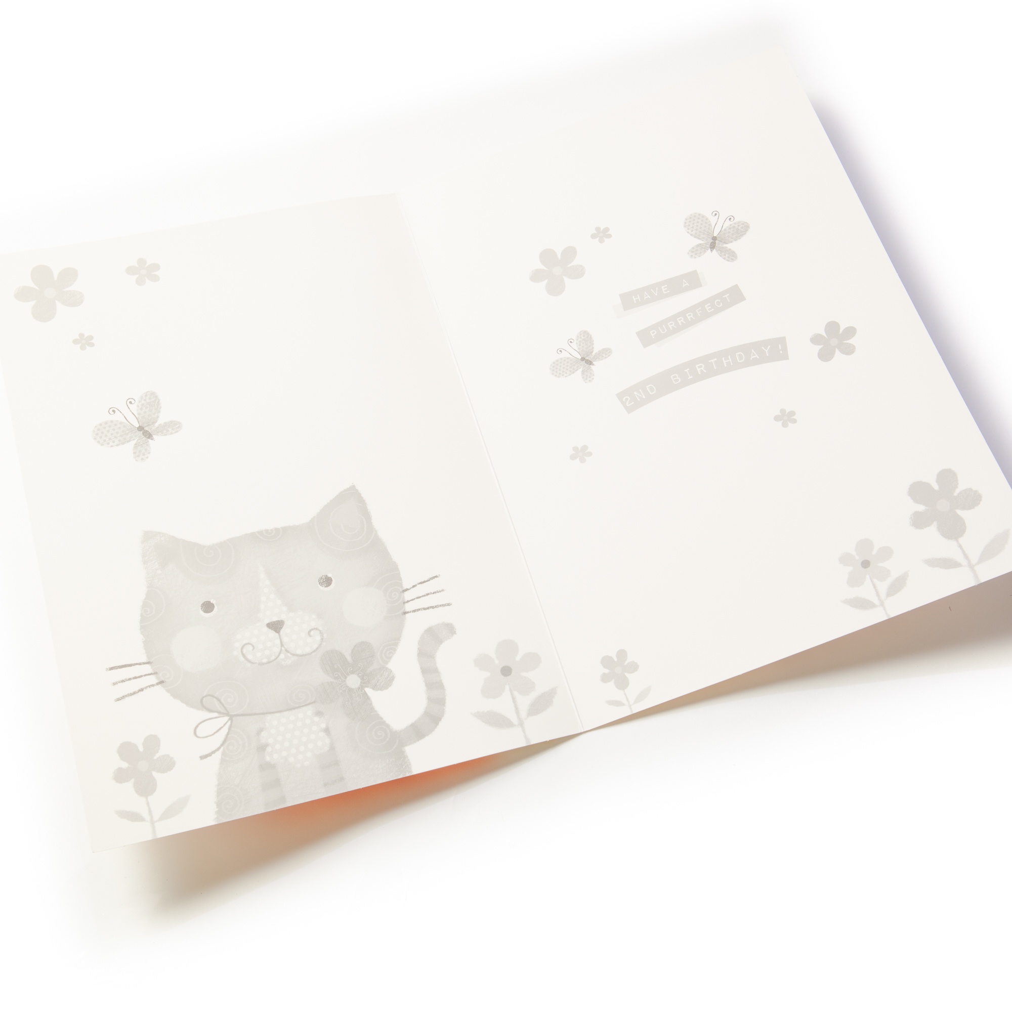Giant 2nd Birthday Card - Kitty & Flowers 