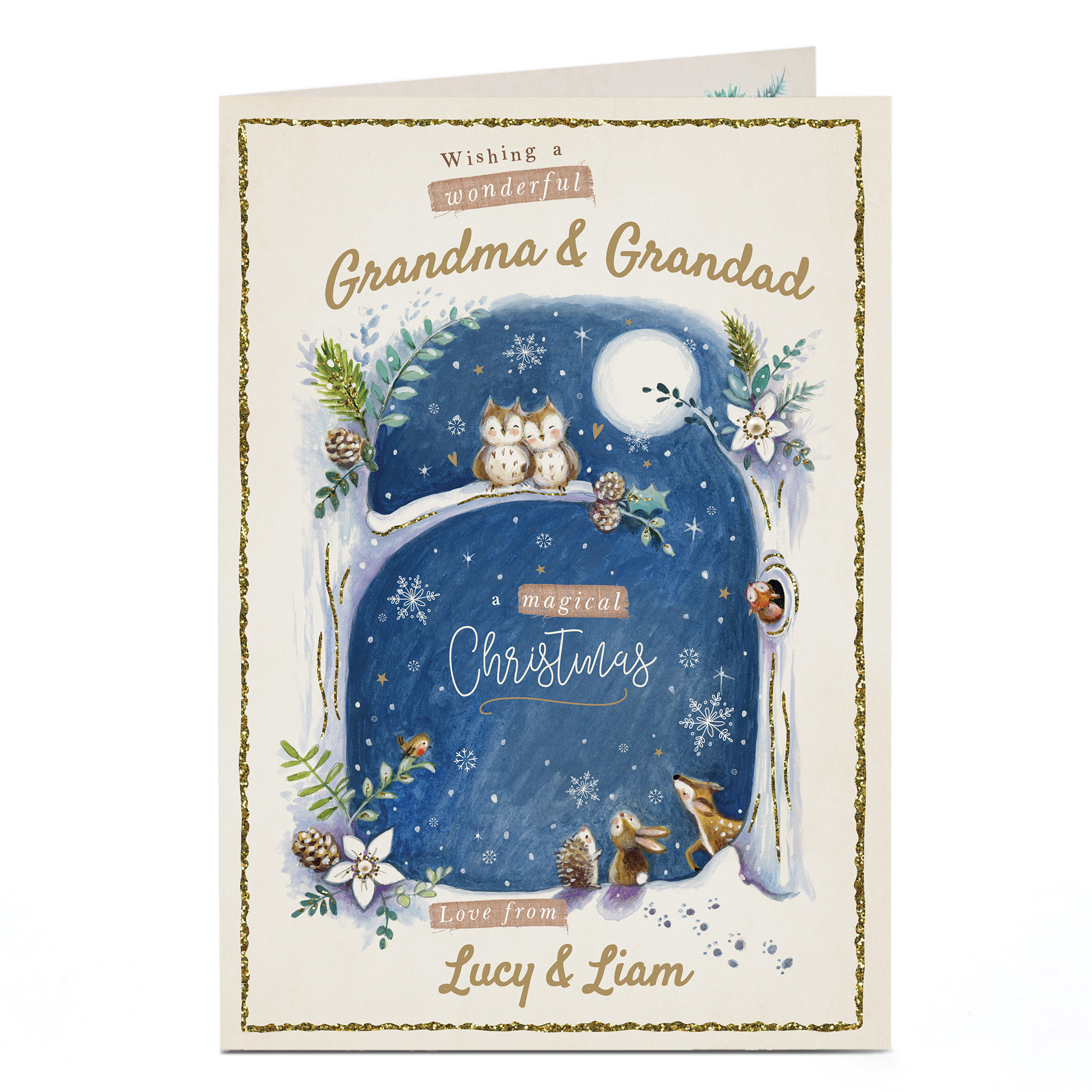 Personalised Christmas Card - Woodland animals