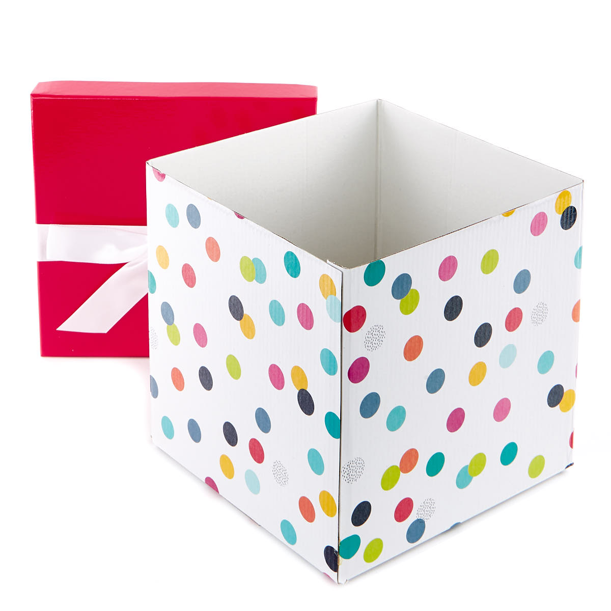 Large Flat-Pack Gift Box - Red & White With Spots