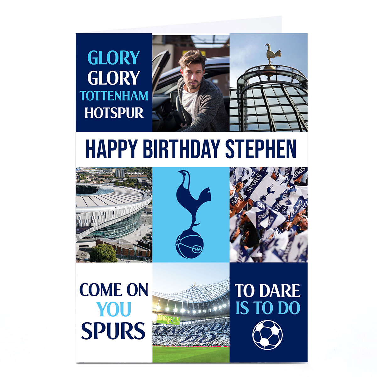 Photo Football Birthday Card - Come On You Spurs 