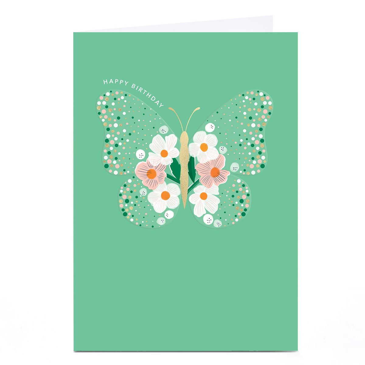 Personalised Birthday Card - Green Butterfly
