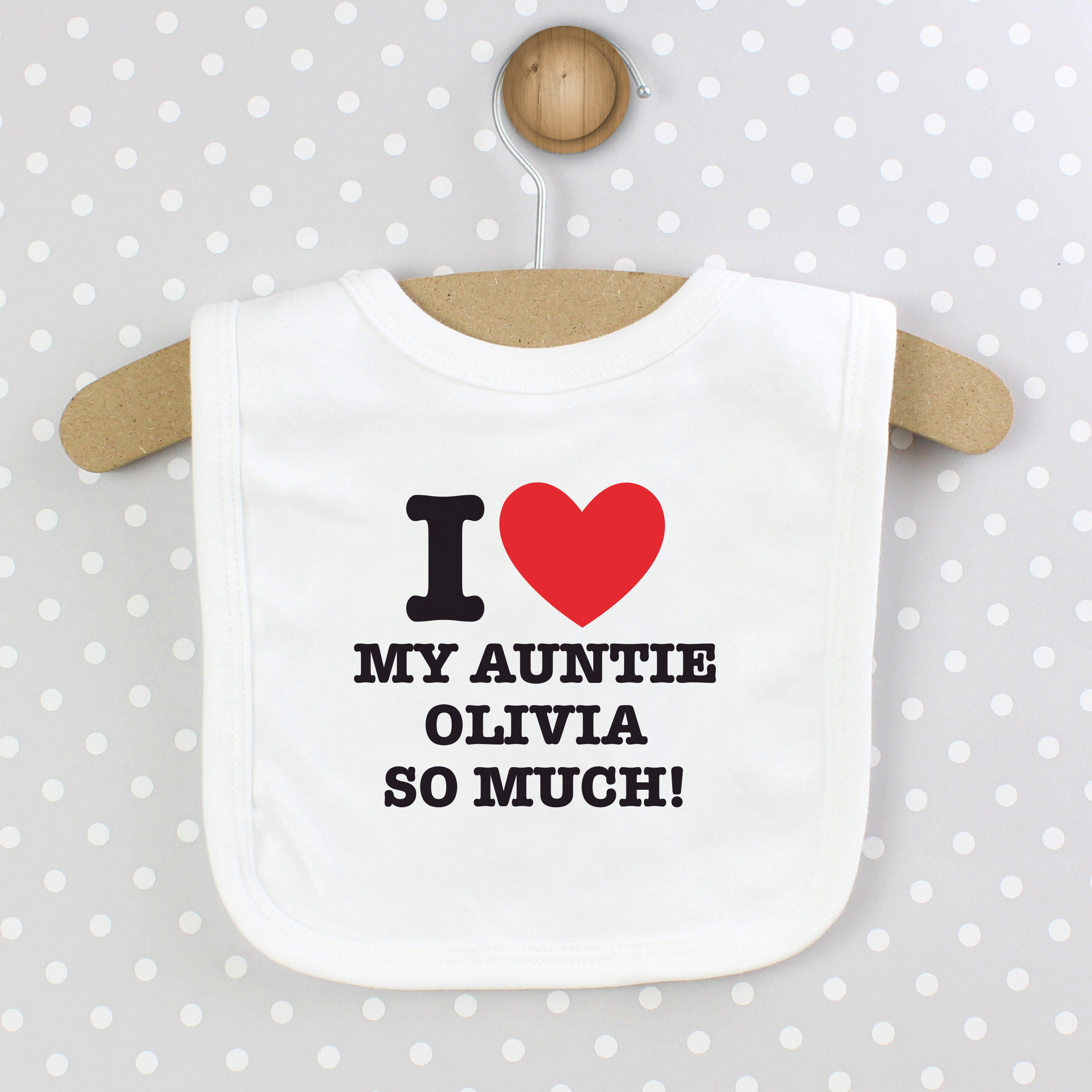 Personalised I Heart 0-3 Months Baby Bib