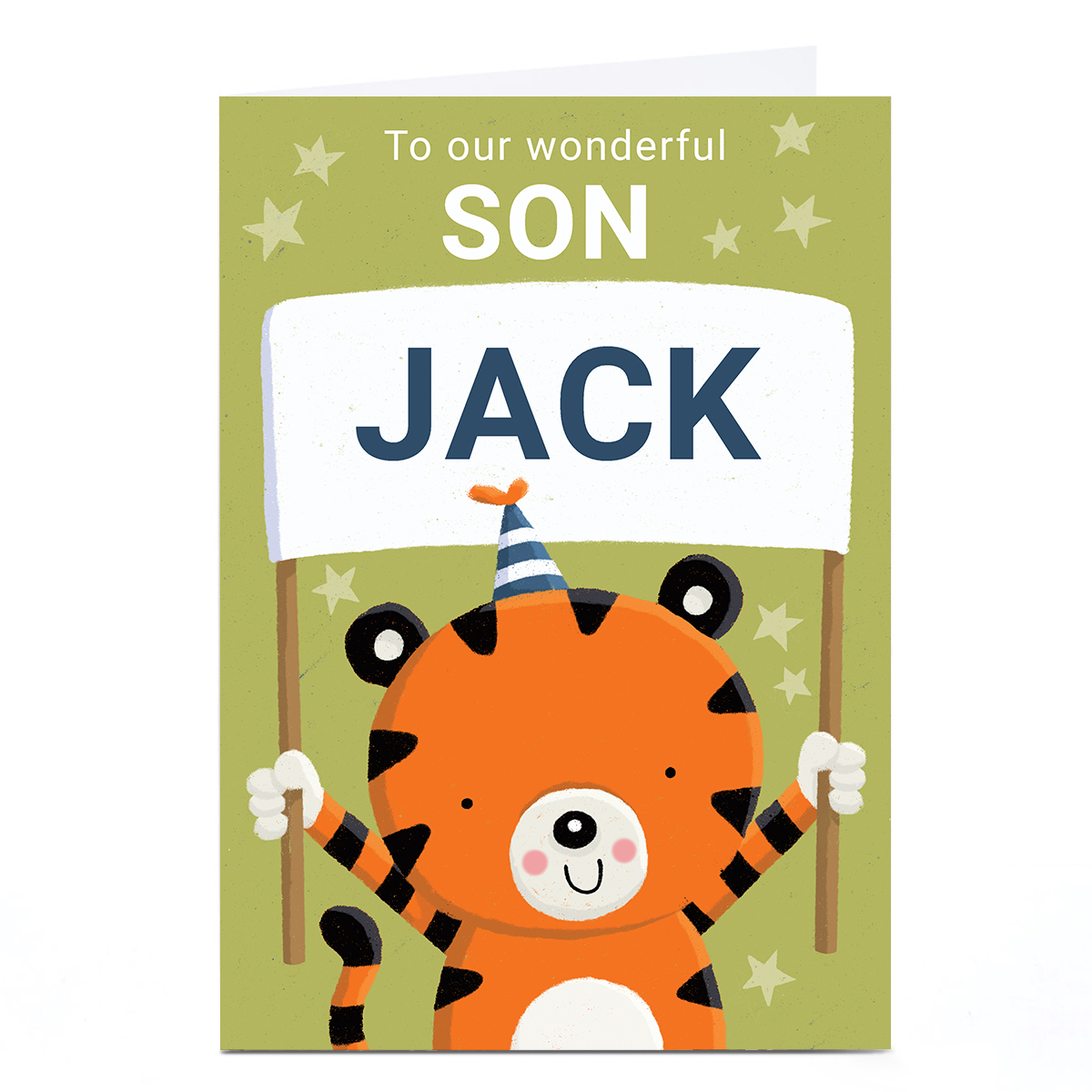 Personalised Dumpling Green Birthday Card - Tiger