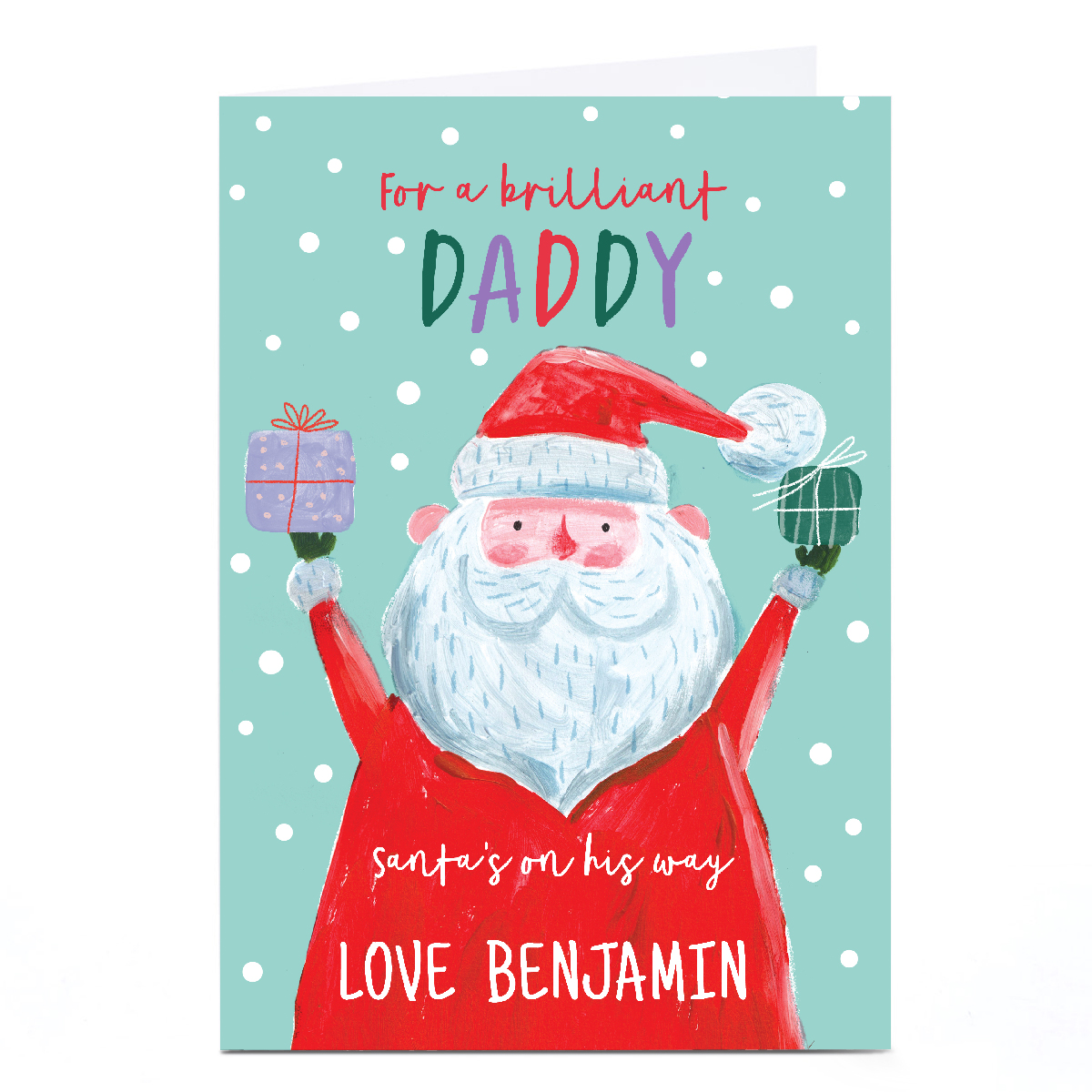 Personalised Christmas Card - Santa's on His Way, Daddy