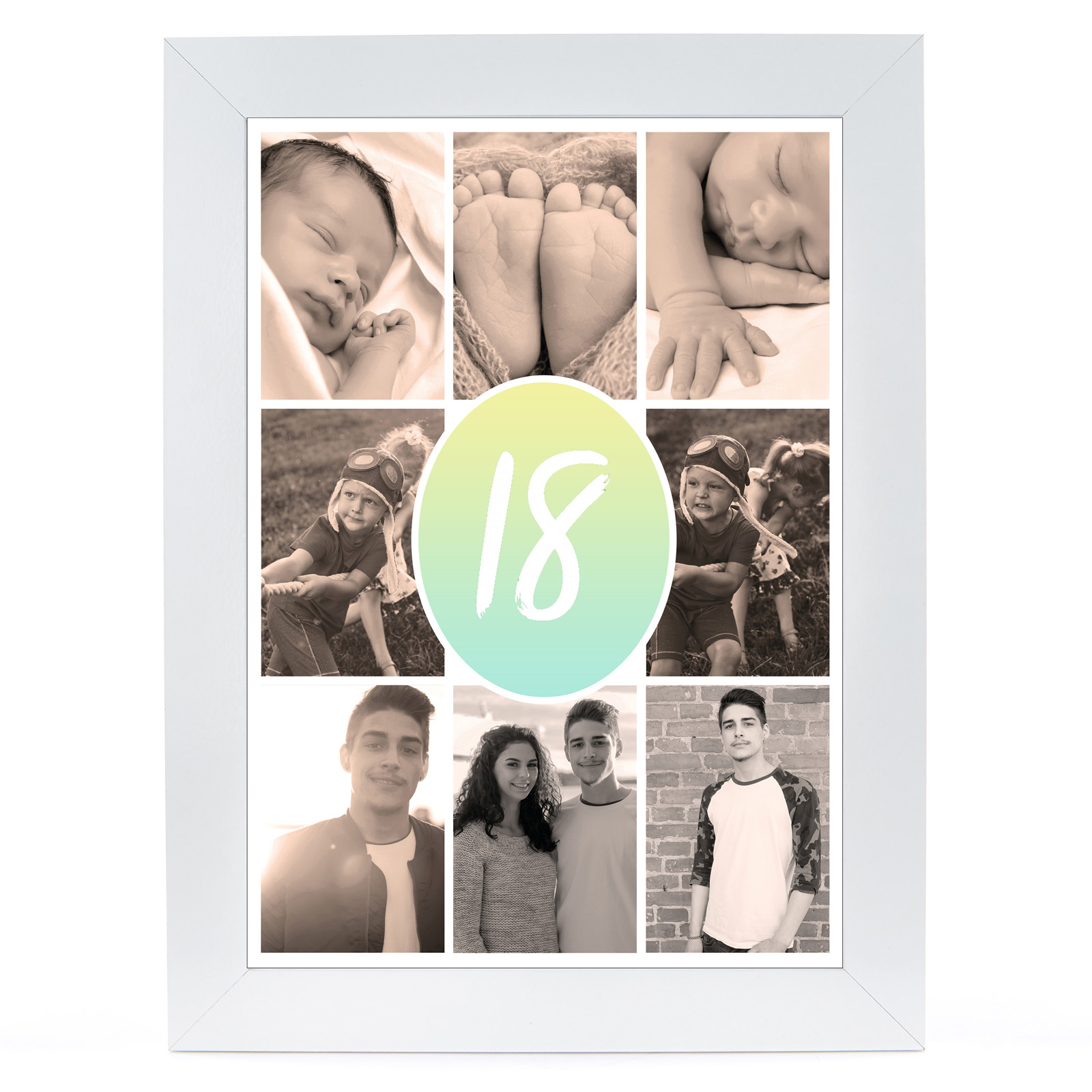 Personalised 18th Photo Print - Pastel Gradient Collage