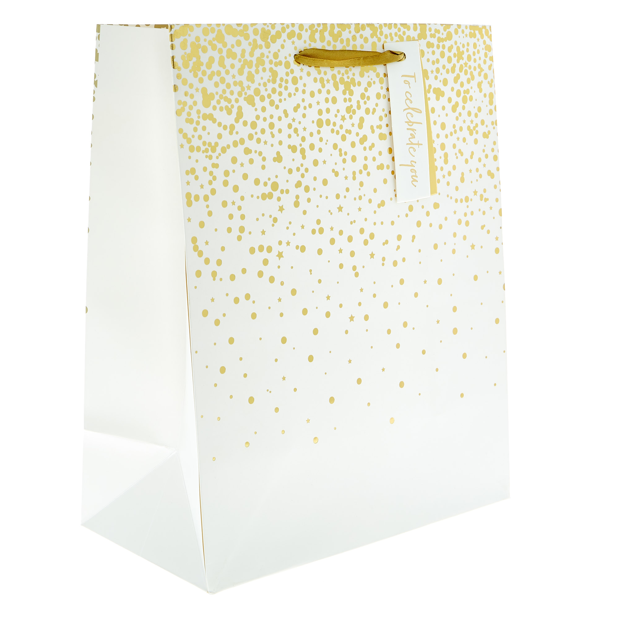 Large Portrait Gift Bag - Gold speckle Celebrate