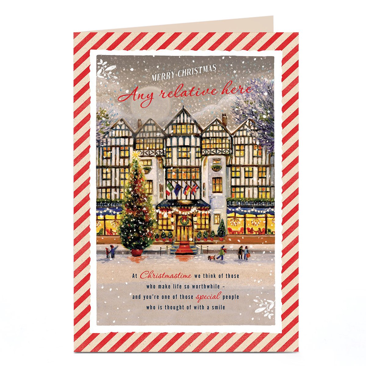 Personalised Christmas Card - Tudor Festive Village Scene, Any Name
