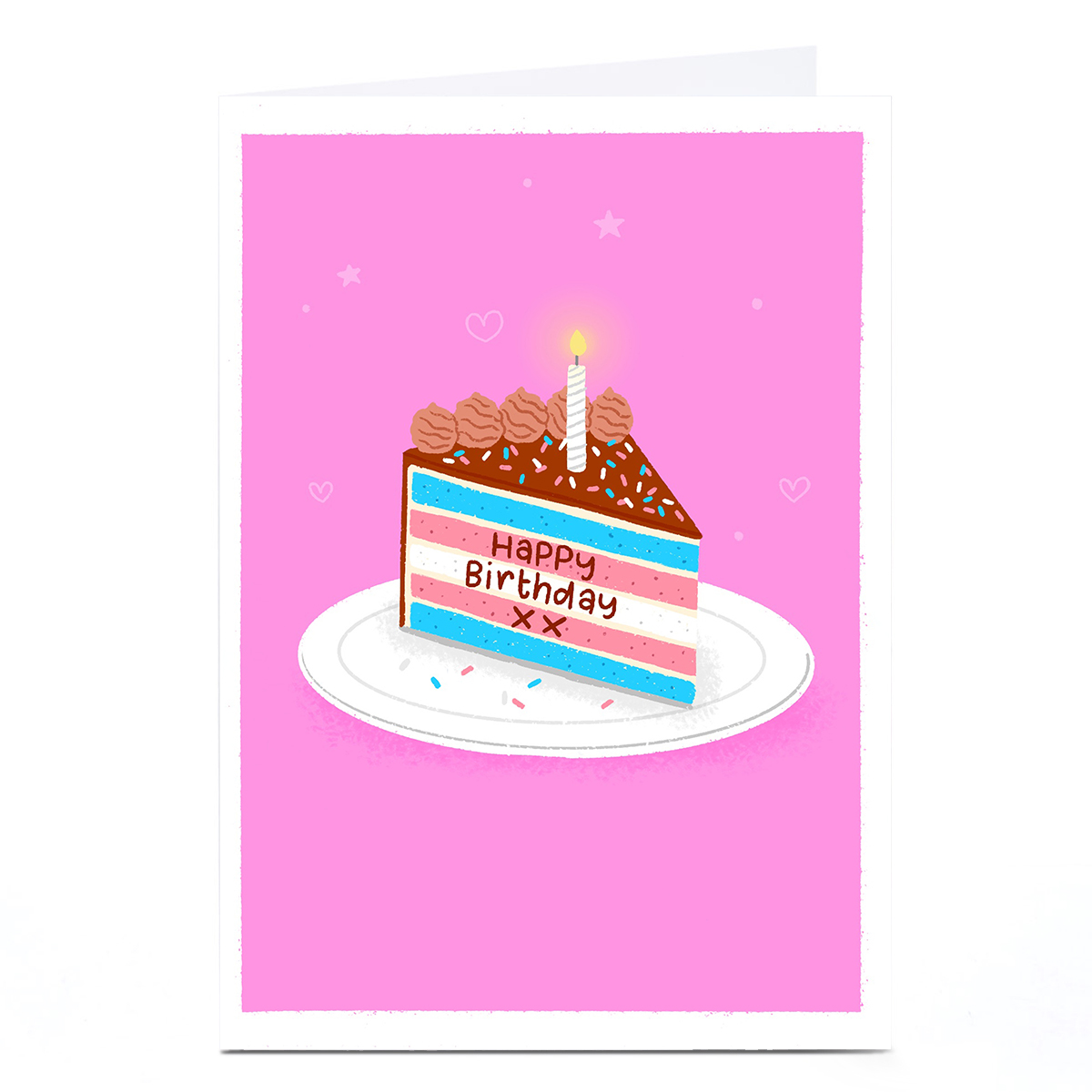Personalised Blue Kiwi Birthday Card - Cake, Transgender Pride Flag