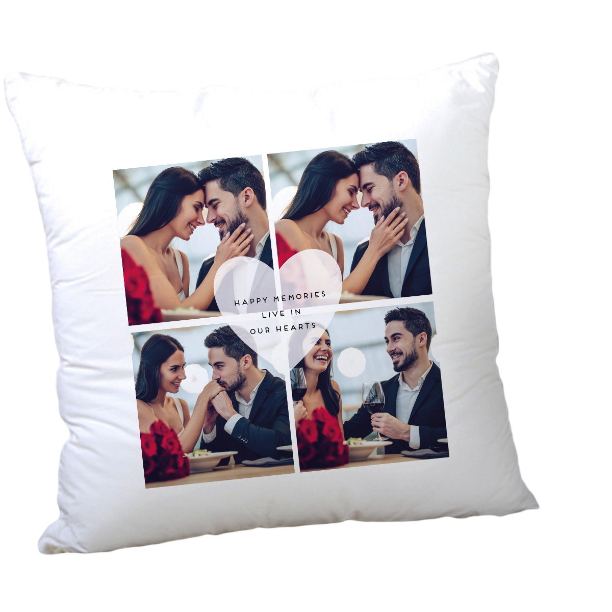 Multi Photo Valentine's Cushion - Happy Memories Live In Our Hearts