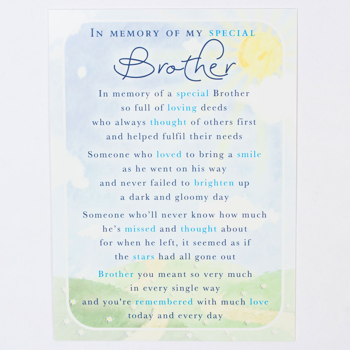 Memorial Card - Special Brother