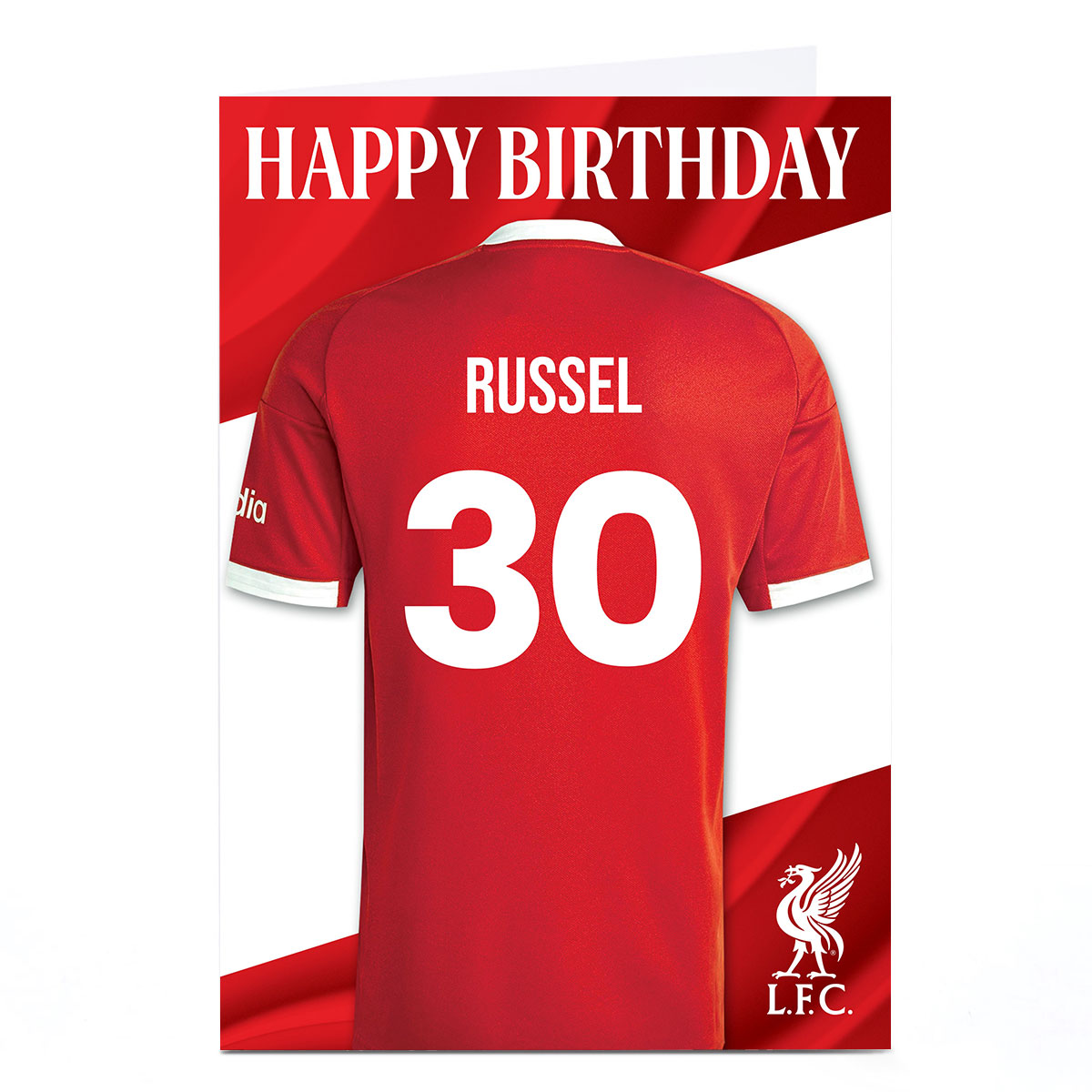 Personalised Football Birthday Card - Liverpool Shirt and Number