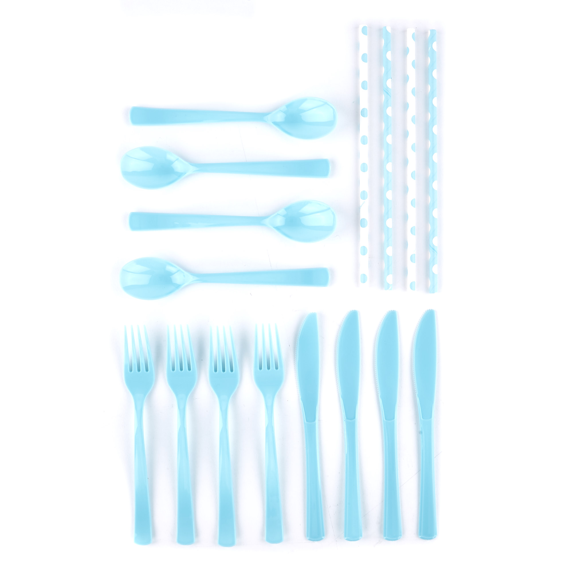 Buy Reusable Baby Blue Plastic Cutlery Set 18 Pieces for GBP 1.99