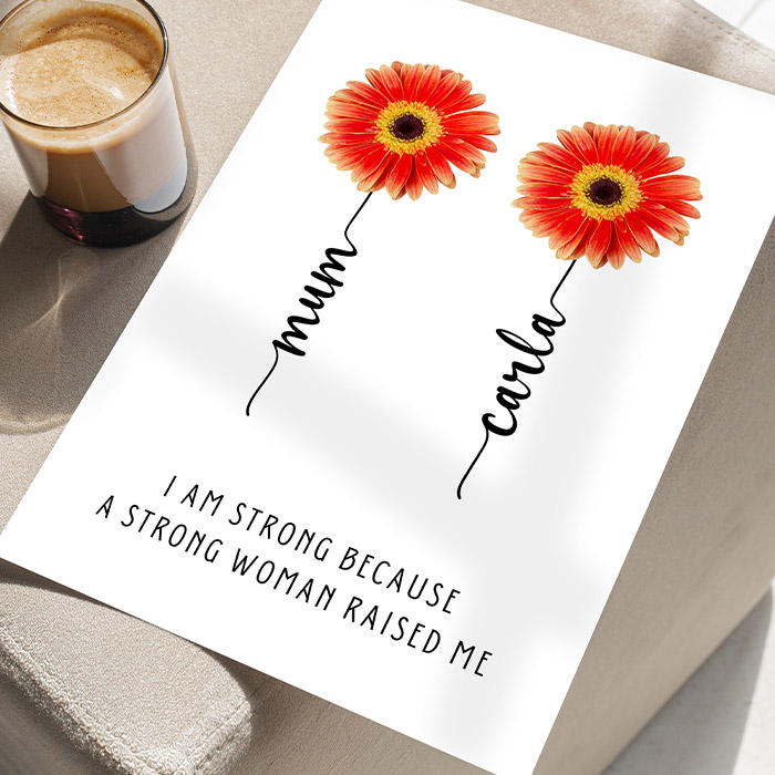 Personalised Strong Woman Flower Print