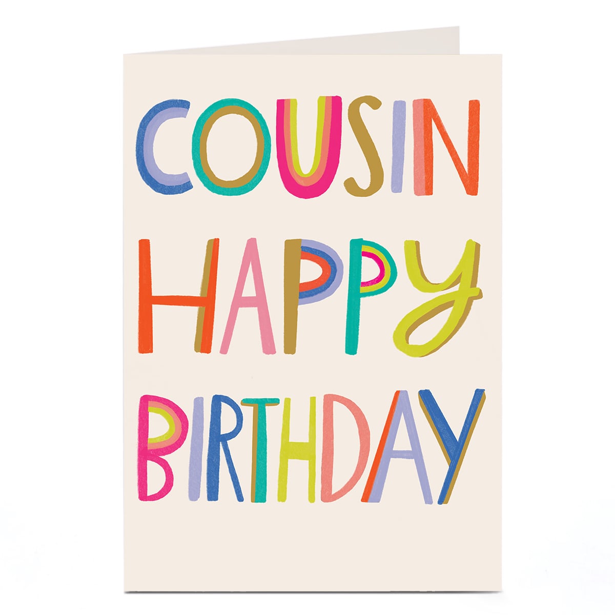 Birthday Card - Jazzy Letters, Cousin