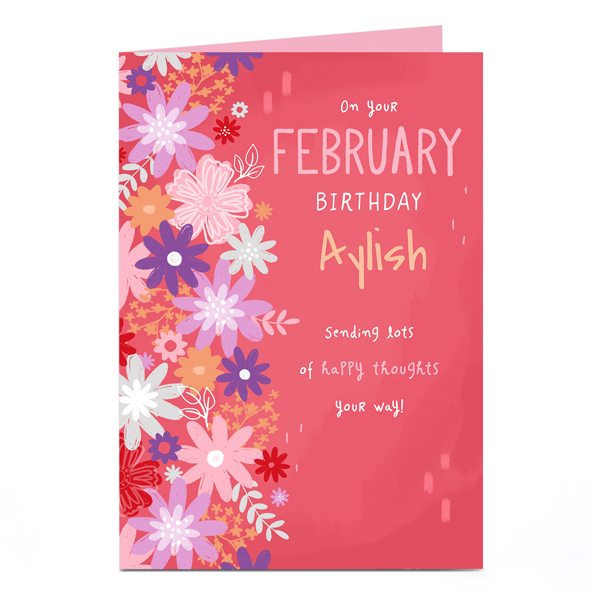 Personalised Birthday Card - February Birthday Happy Thoughts