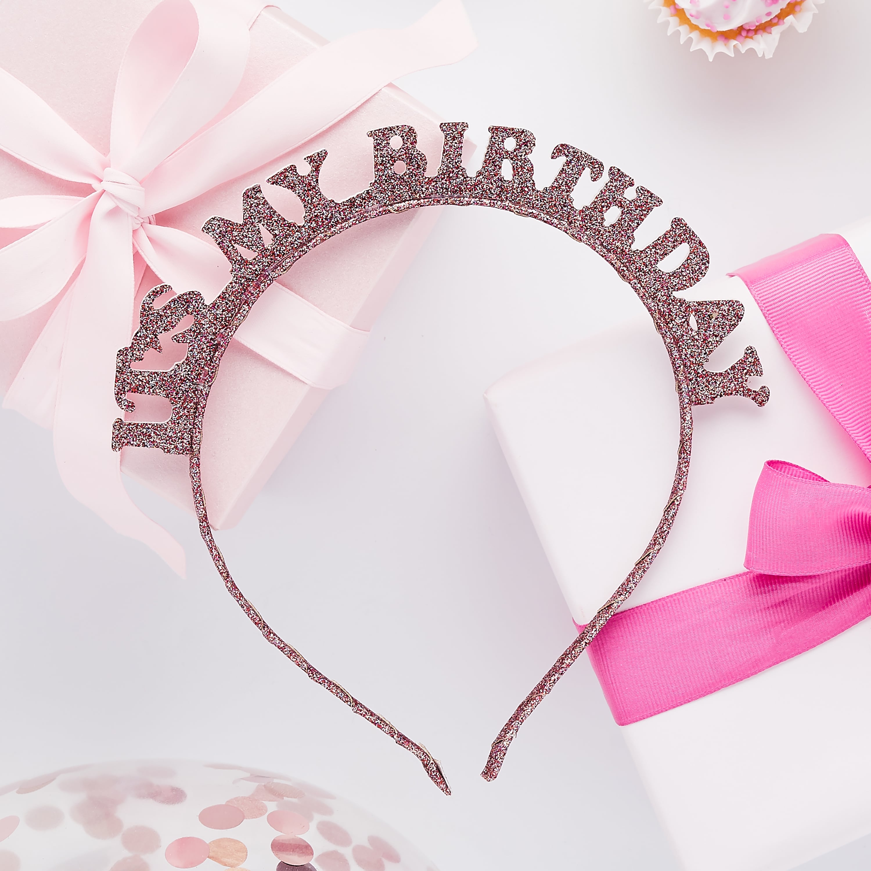Metallic Rose Gold Its My Birthday Glitter Headband