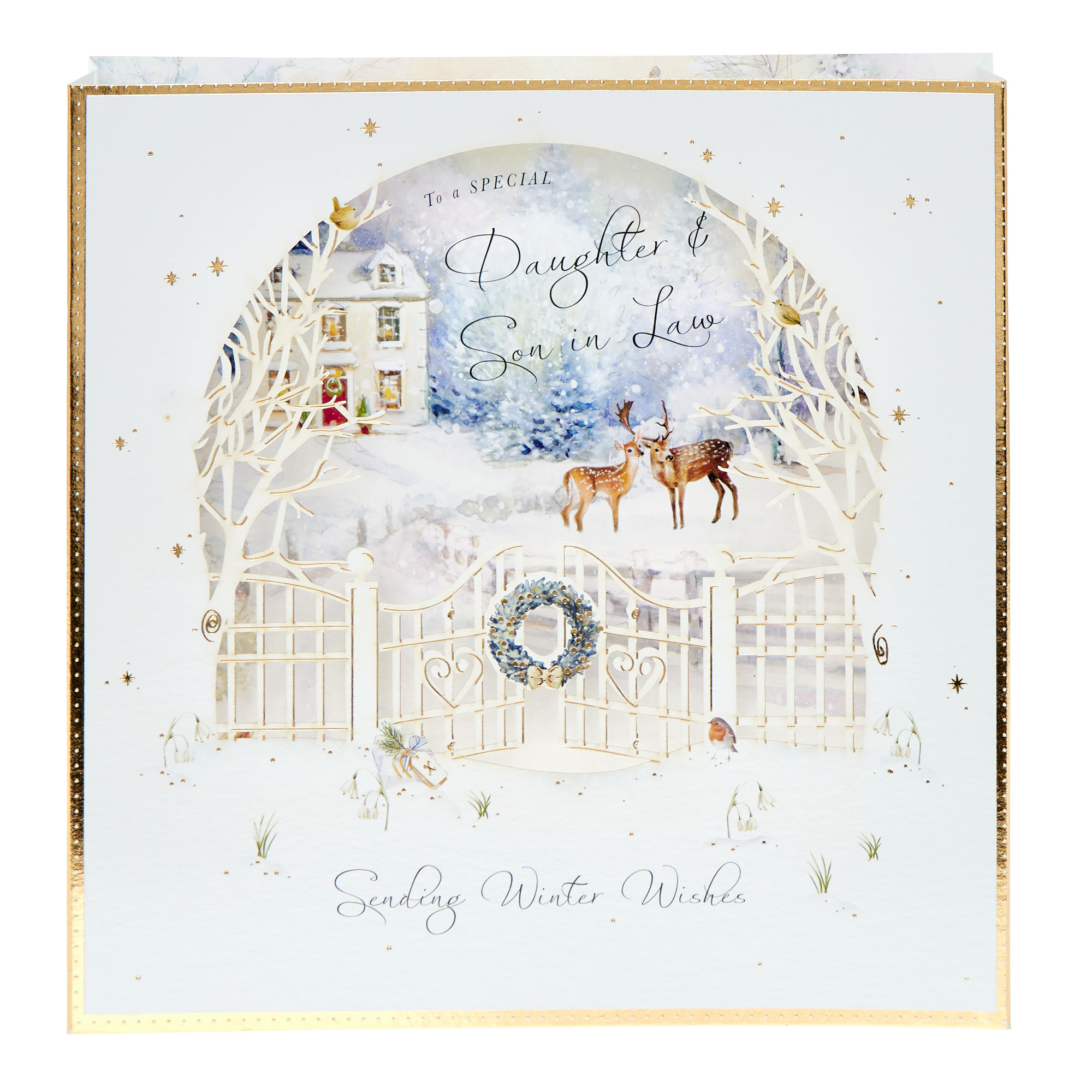 Daughter & Son In Law Winter Wishes 3D Christmas Card