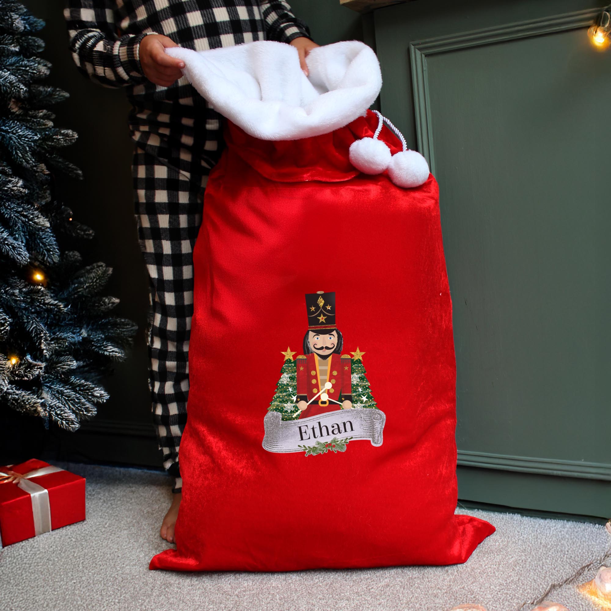 Personalised Me to You Reindeer Luxury Pom Pom Red Sack