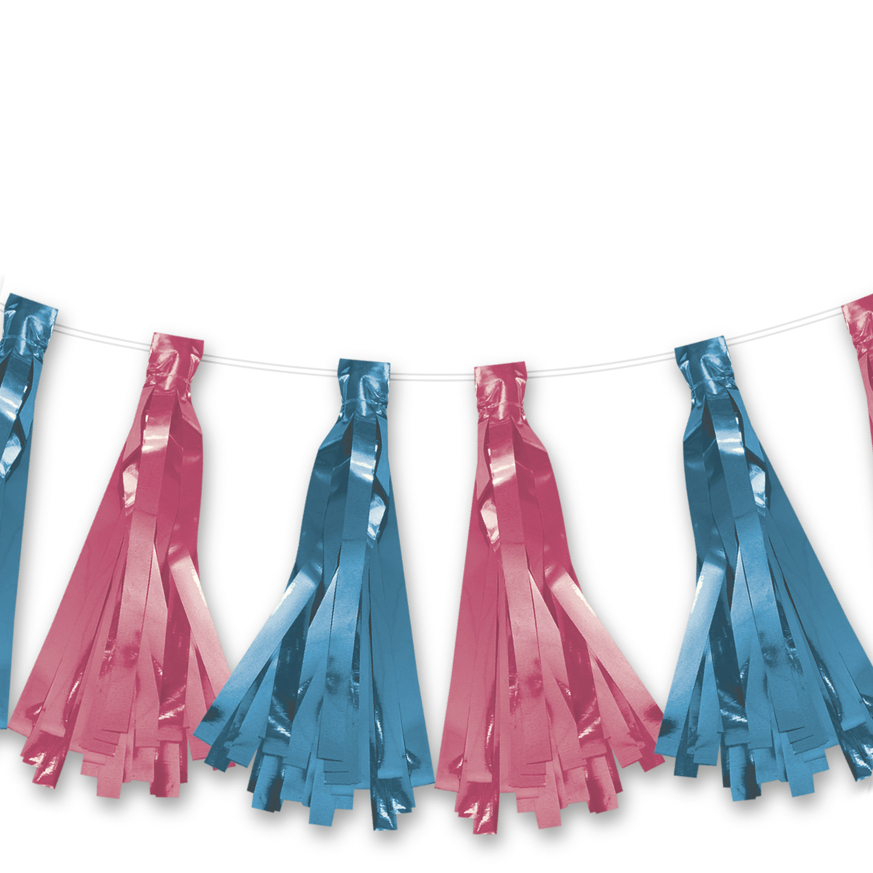 Blue & Pink Foil Tassel Gender Reveal Garland