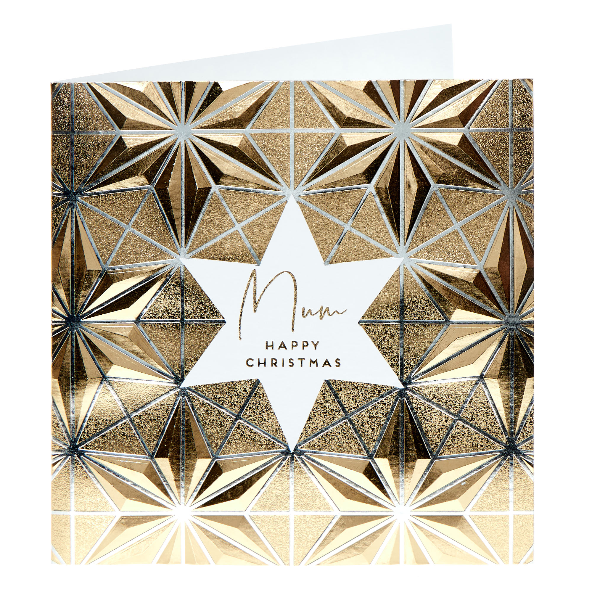 Mum Metallic Star Pattern Christmas Card