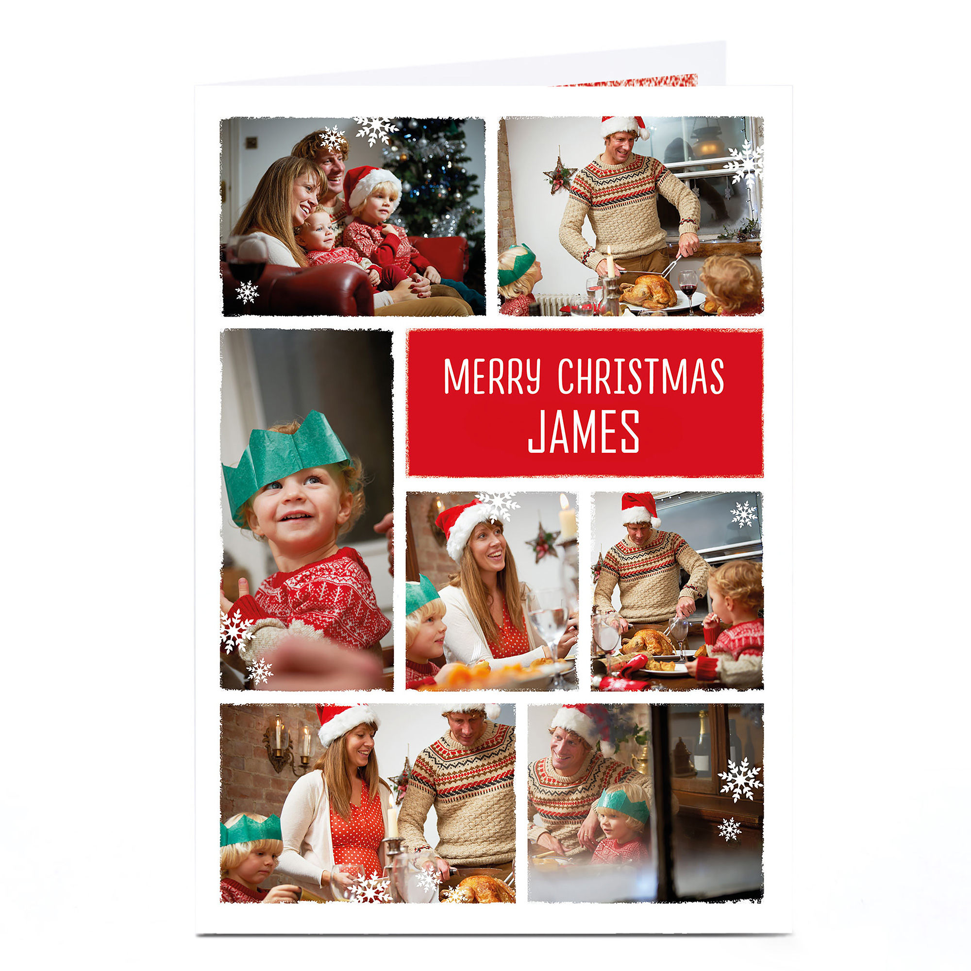 Photo Christmas Card - 7 Photos With Snowflakes