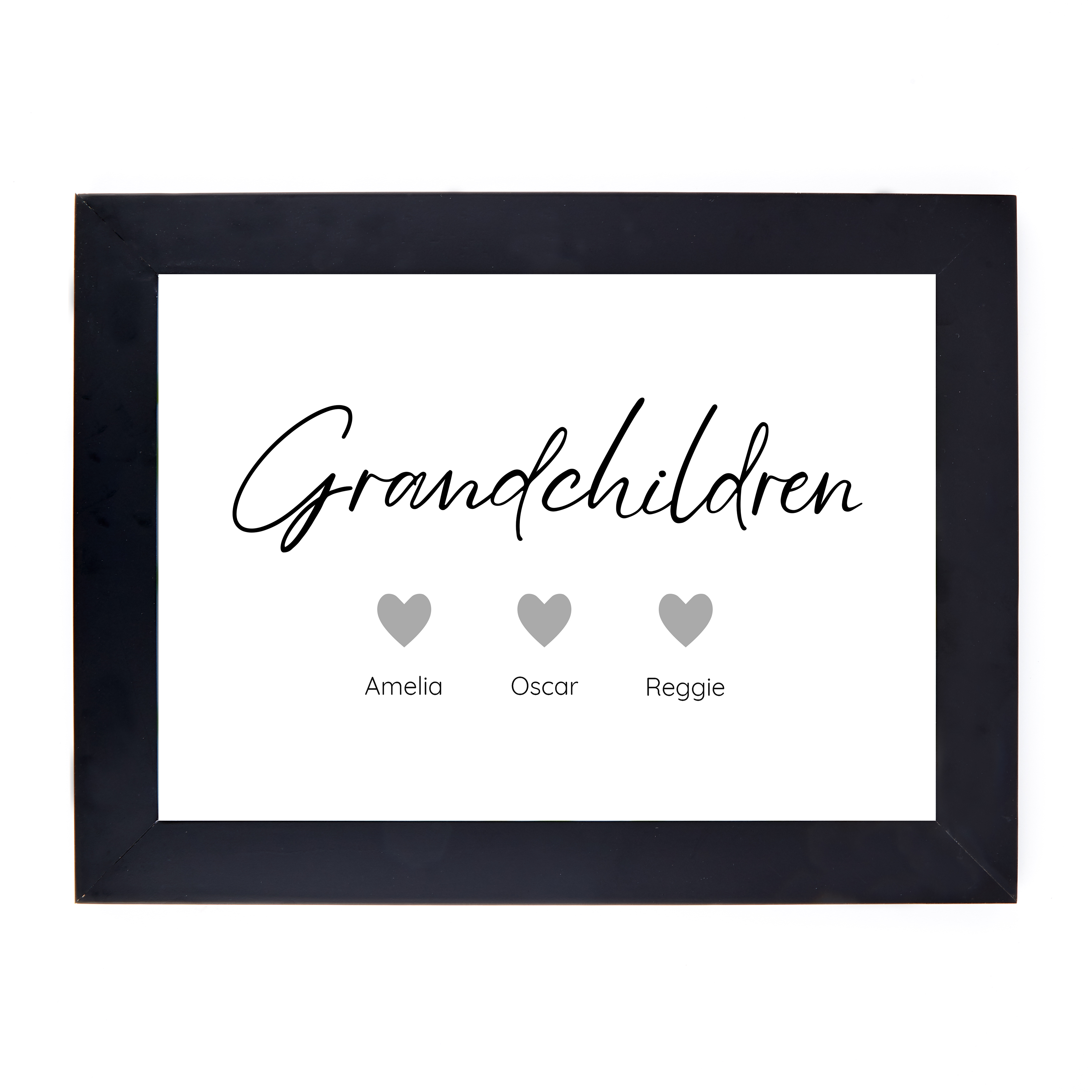 Personalised Family Print - 3 Grandchildren Hearts