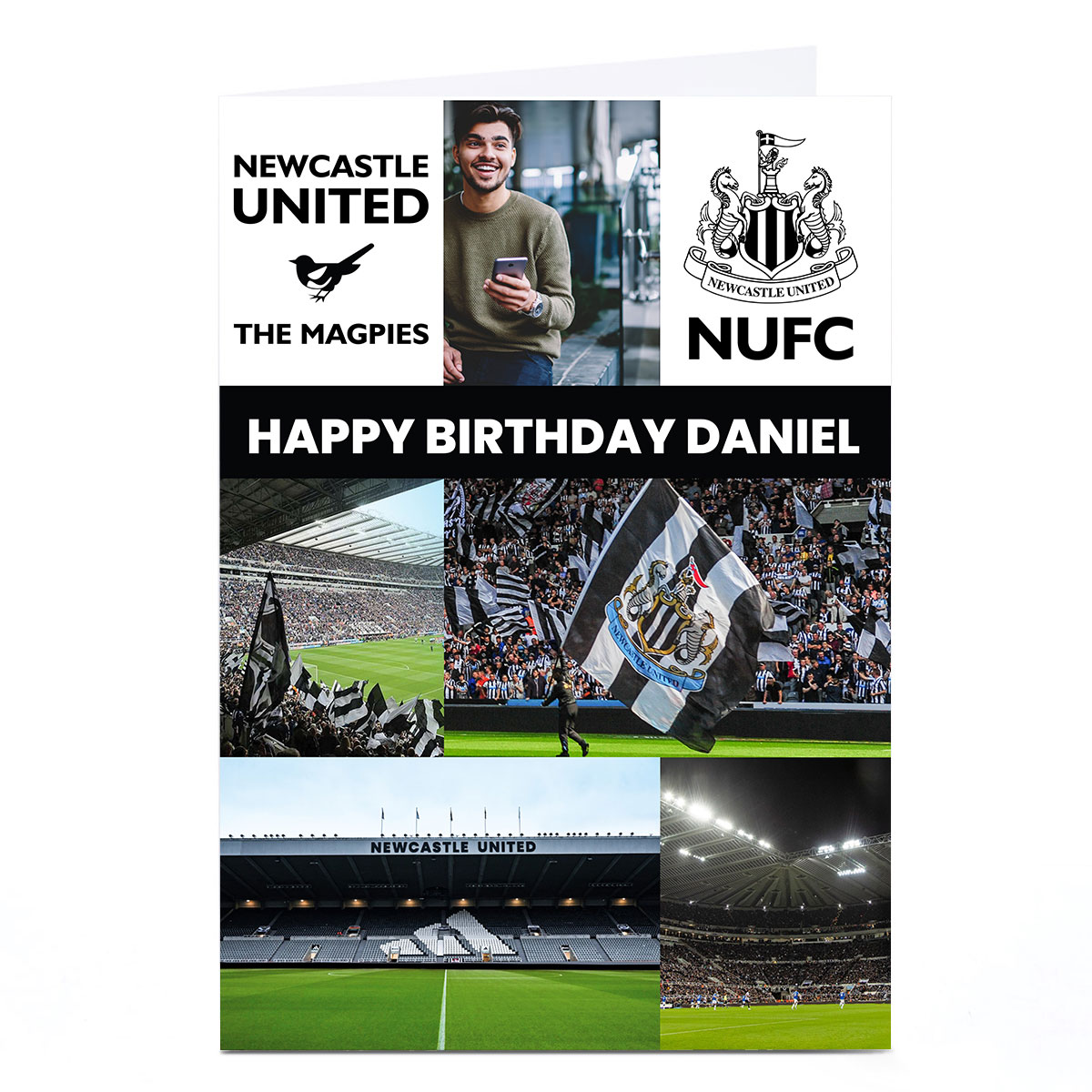 Photo Football Birthday Card - Newcastle United Magpies