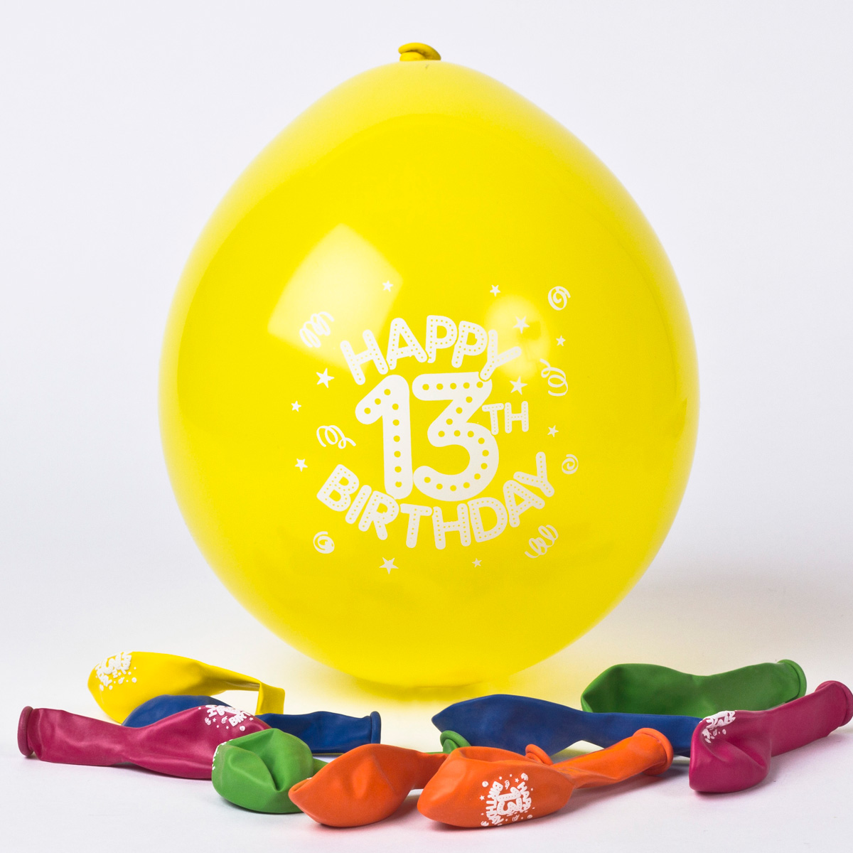 Multicoloured Age 13 Small Latex Balloons, Pack Of 10