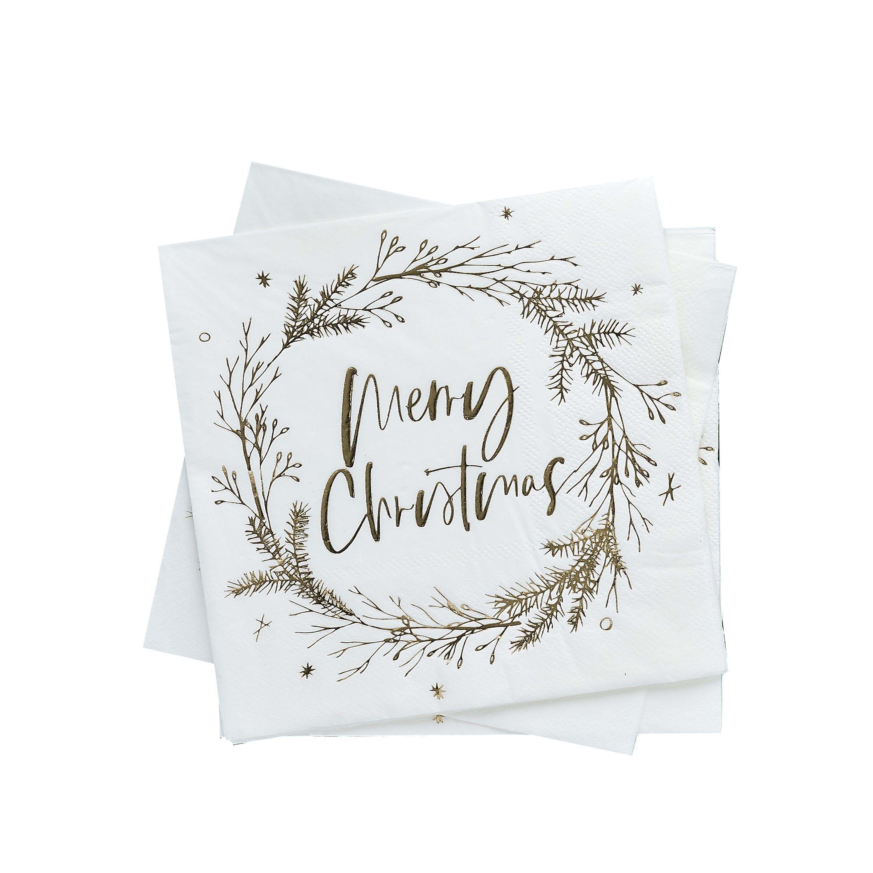 Wreath Merry Christmas Paper Napkins - Pack of 16 