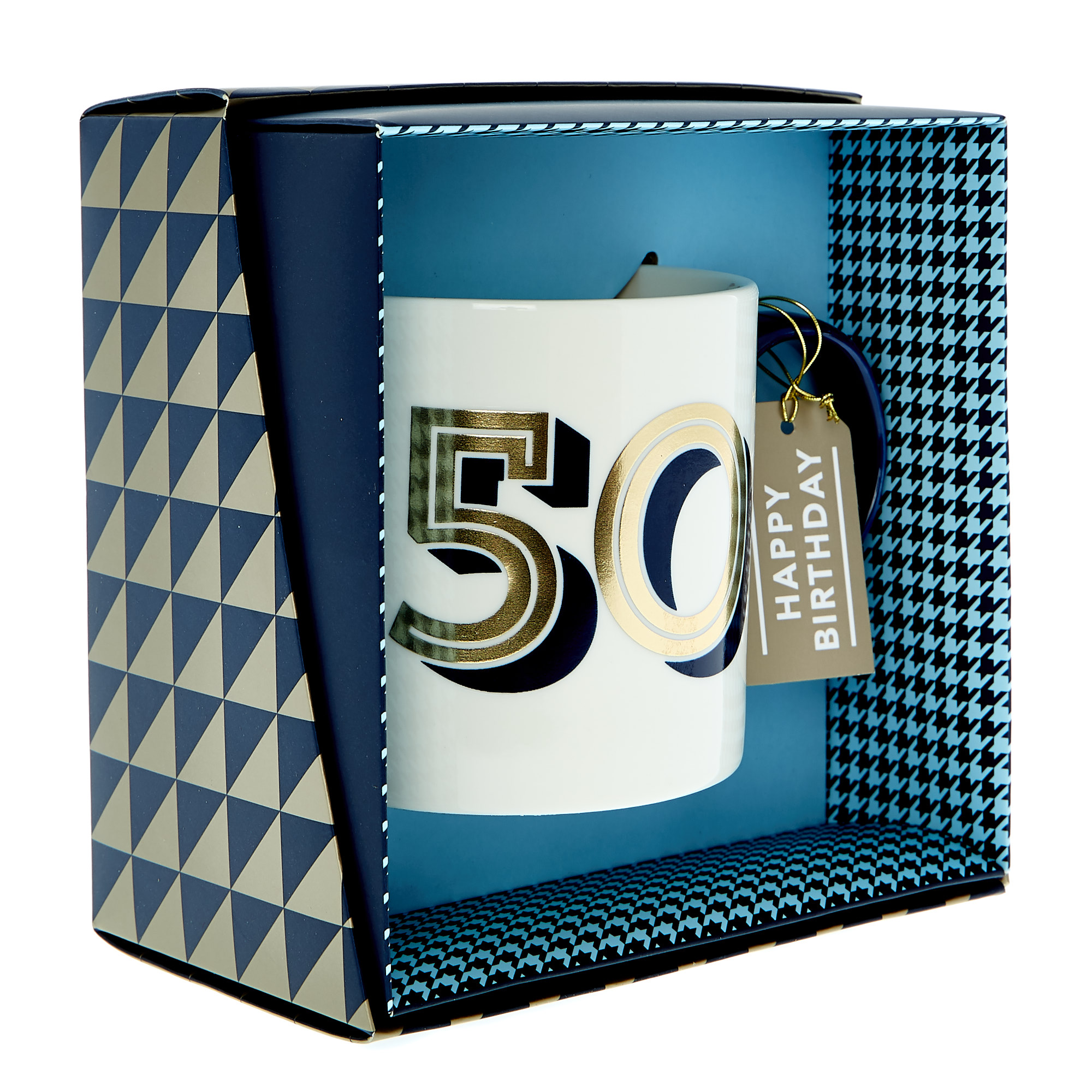 50th Birthday Mug In A Box - Blue & Gold 