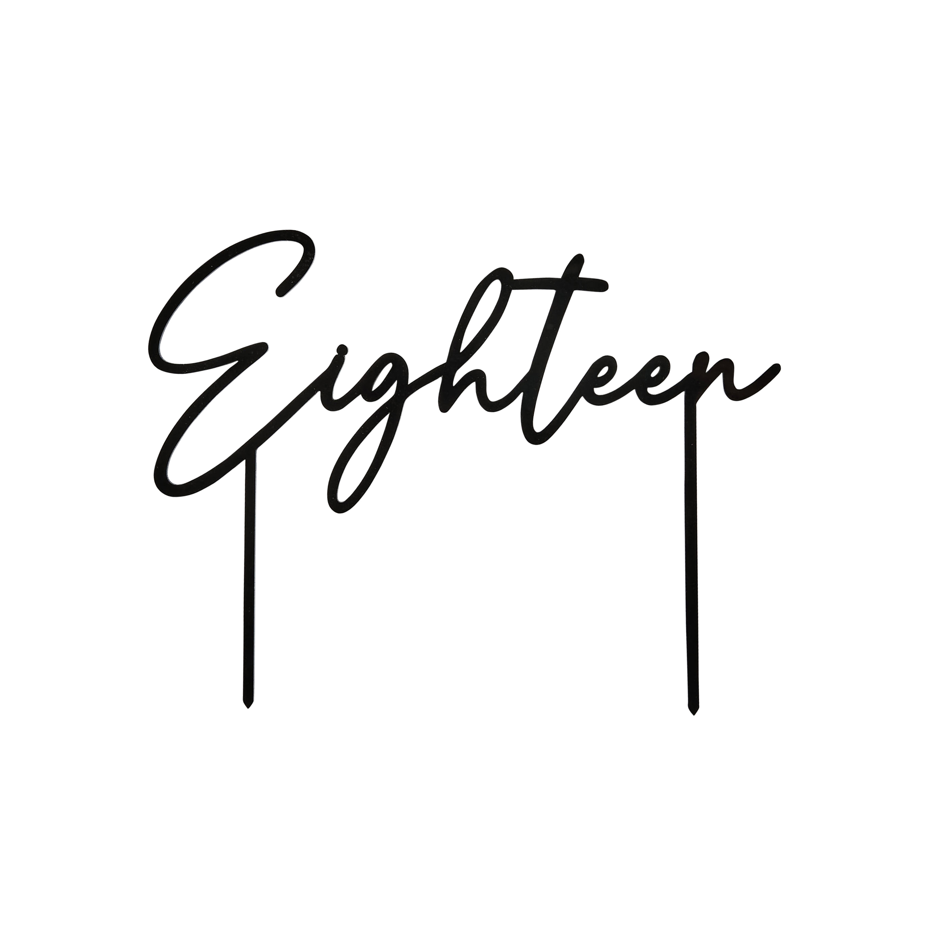 Black Eighteen Acrylic Cake Topper