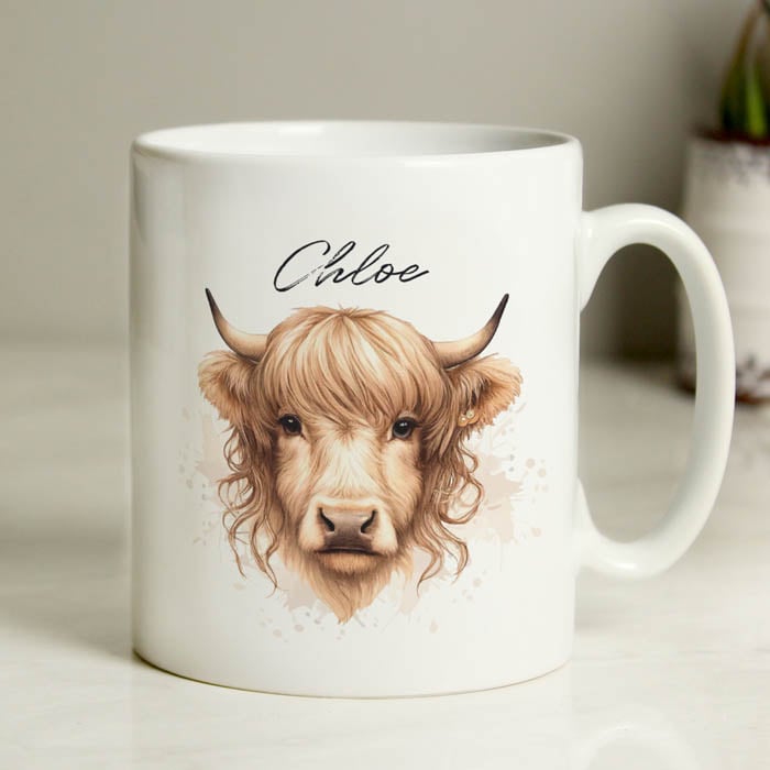Personalised Highland Cow Mug - Female,  Personalised Highland Cow Mug - Female