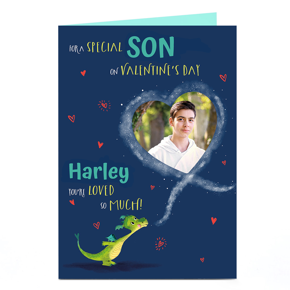 Photo Valentine's Day Card - Dragon Blowing Heart