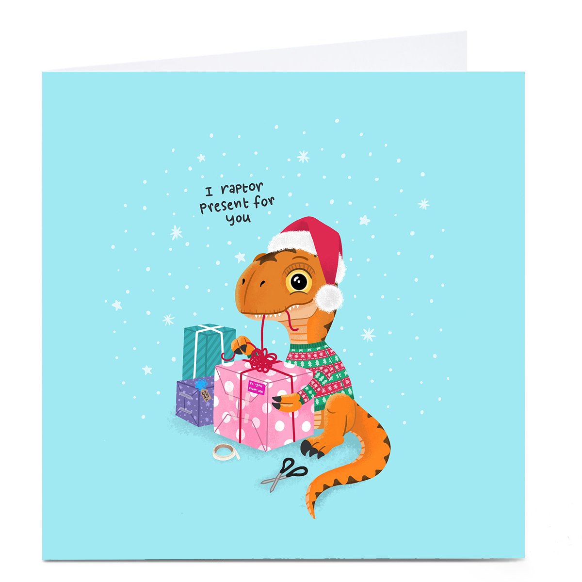 Personalised Blue Kiwi Chrismas Card - Raptor Presents