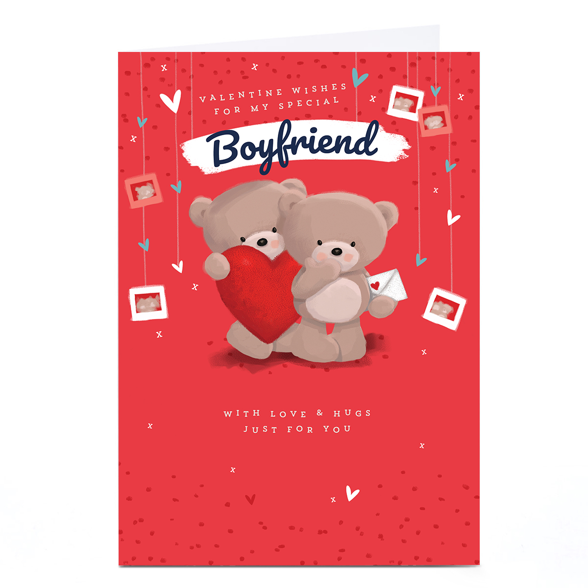 Personalised Hugs Valentine's Day Card - With Love and Hugs, Boyfriend