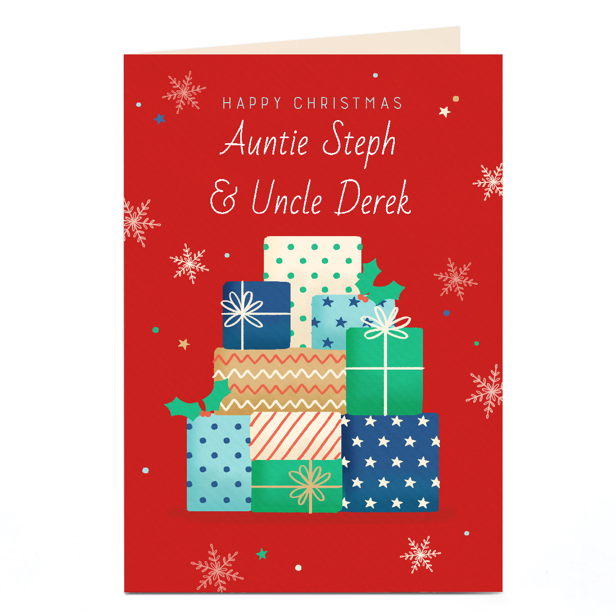 Personalised Christmas Card - Box of Presents Red, Any Relation