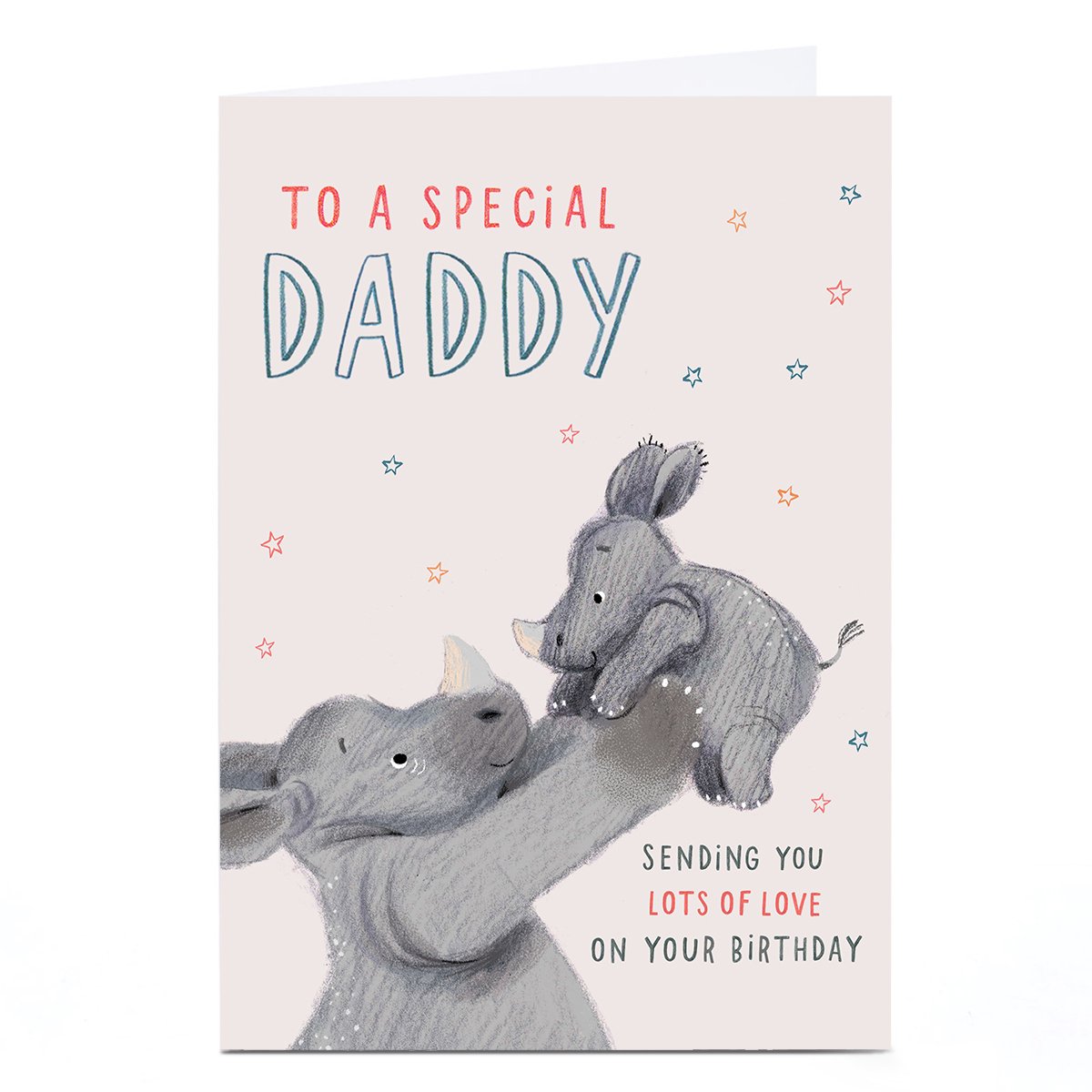 Personalised Birthday Card - Cute Rhinos, To a Special Daddy