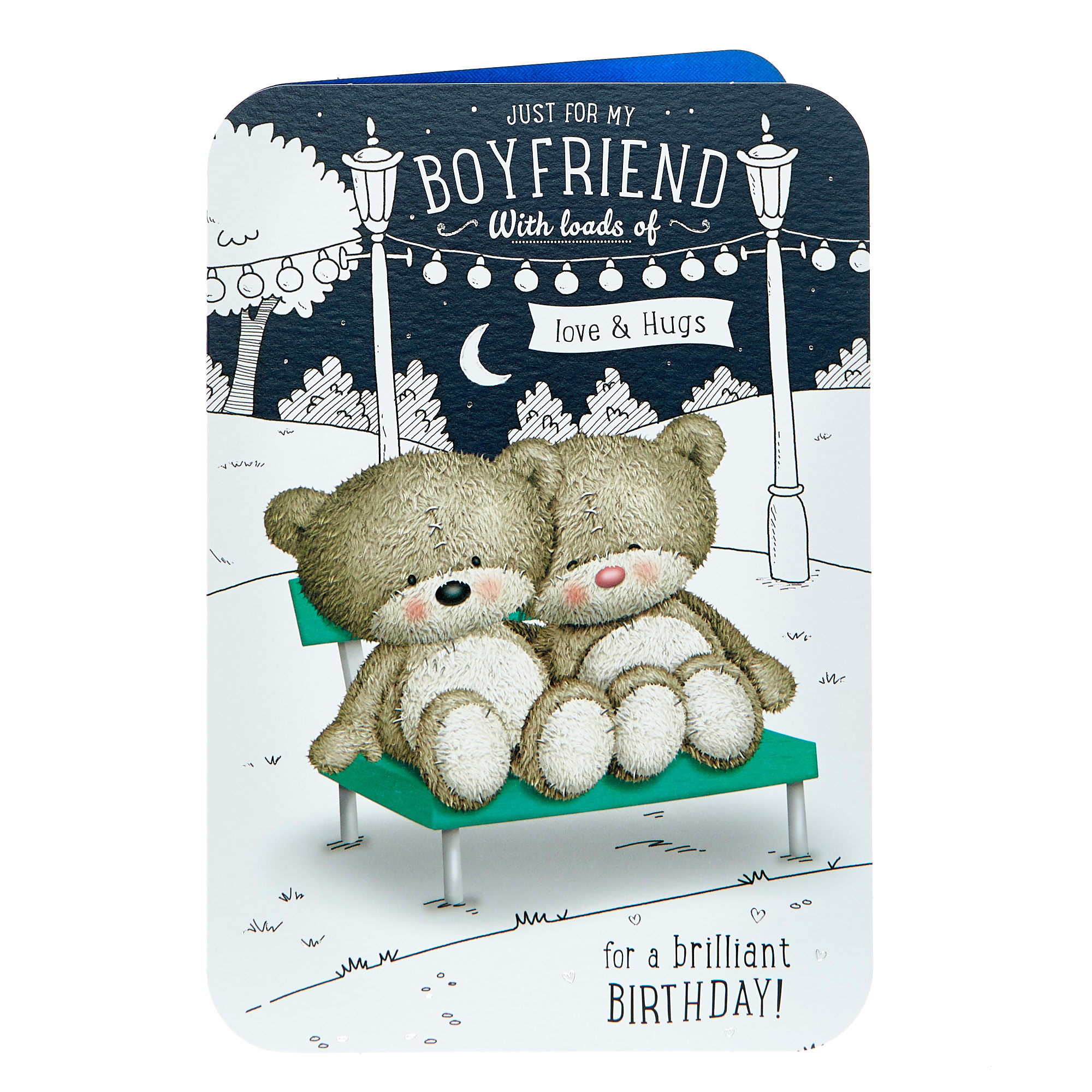 Hugs Bear Birthday Card - For My Boyfriend