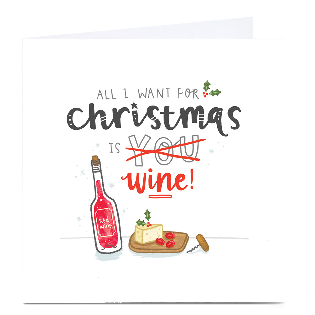 Personalised Blue Kiwi Christmas Card - Christmas is Wine