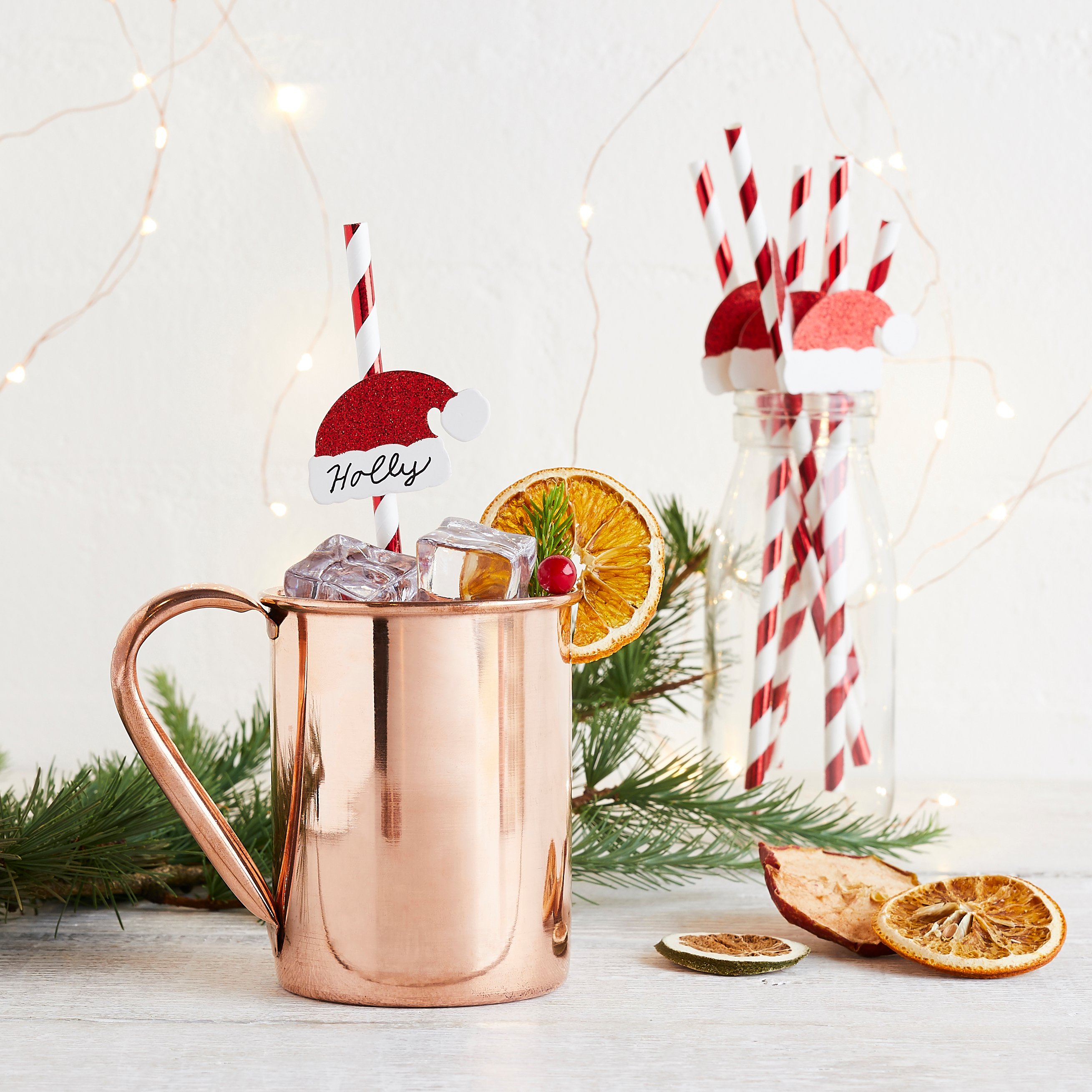 Santa Hat Paper Straws - Pack of 16
