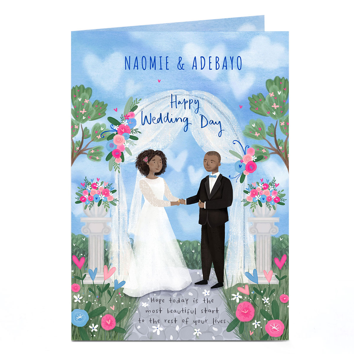 Personalised Bride & Groom Beautiful Start Wedding Card