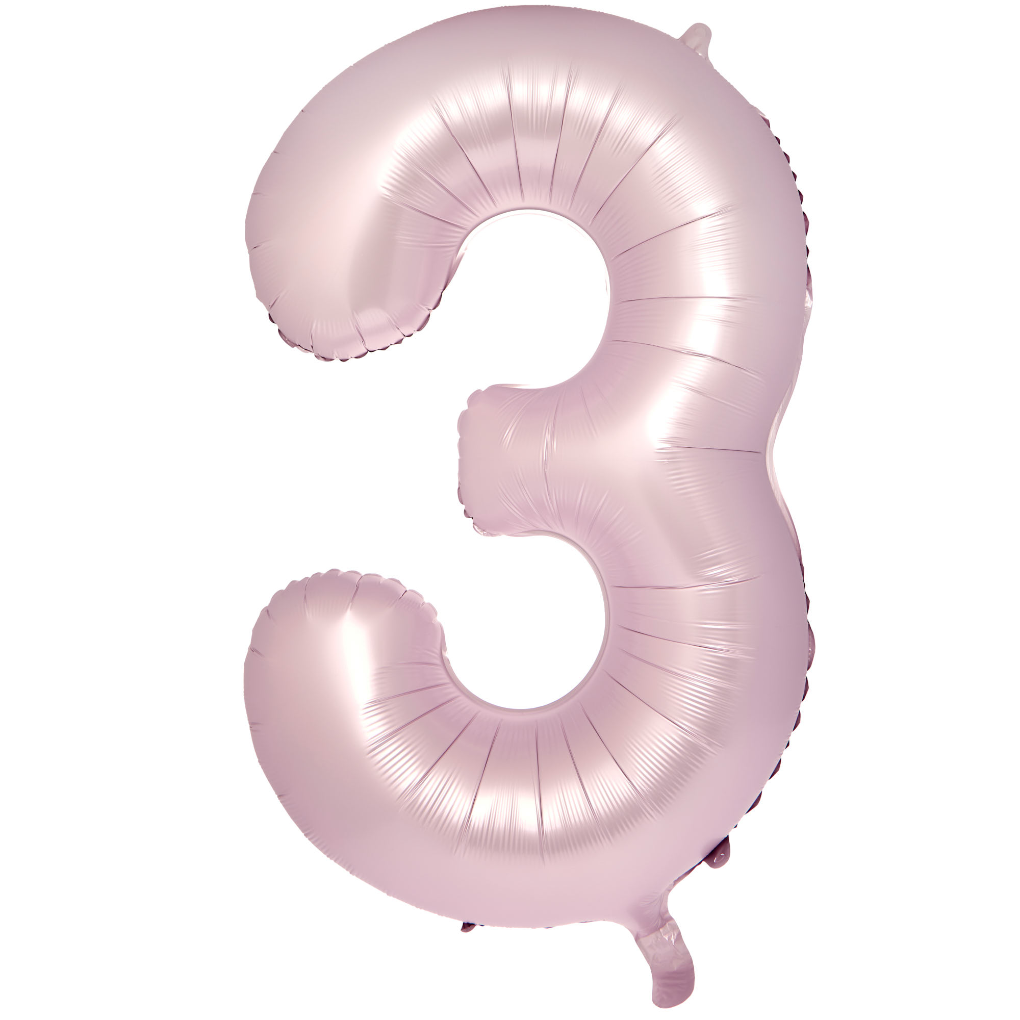 Large 34-Inch Pale Pink Foil Helium Number 3 Balloon - Delivered Inflated