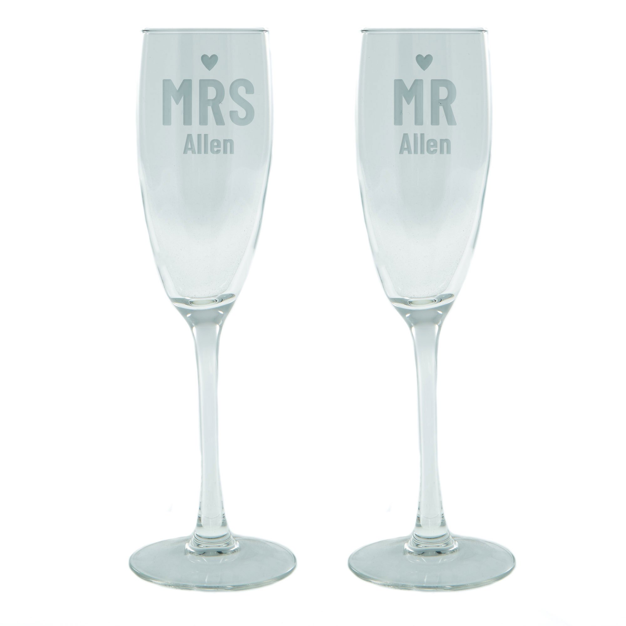 Personalised Engraved Mr & Mrs Champagne Flutes