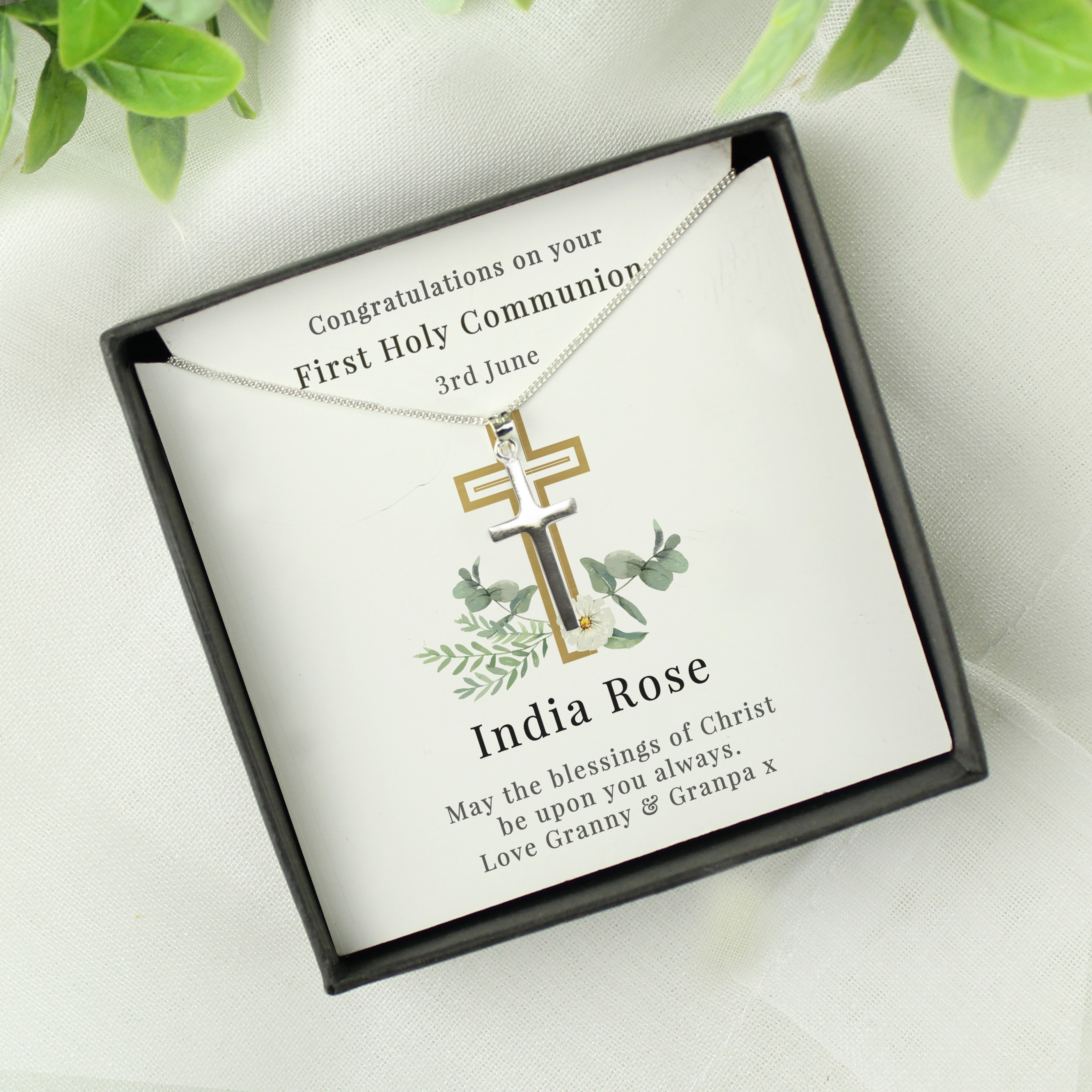 Personalised Religious Sentiment Cross Necklace & Box