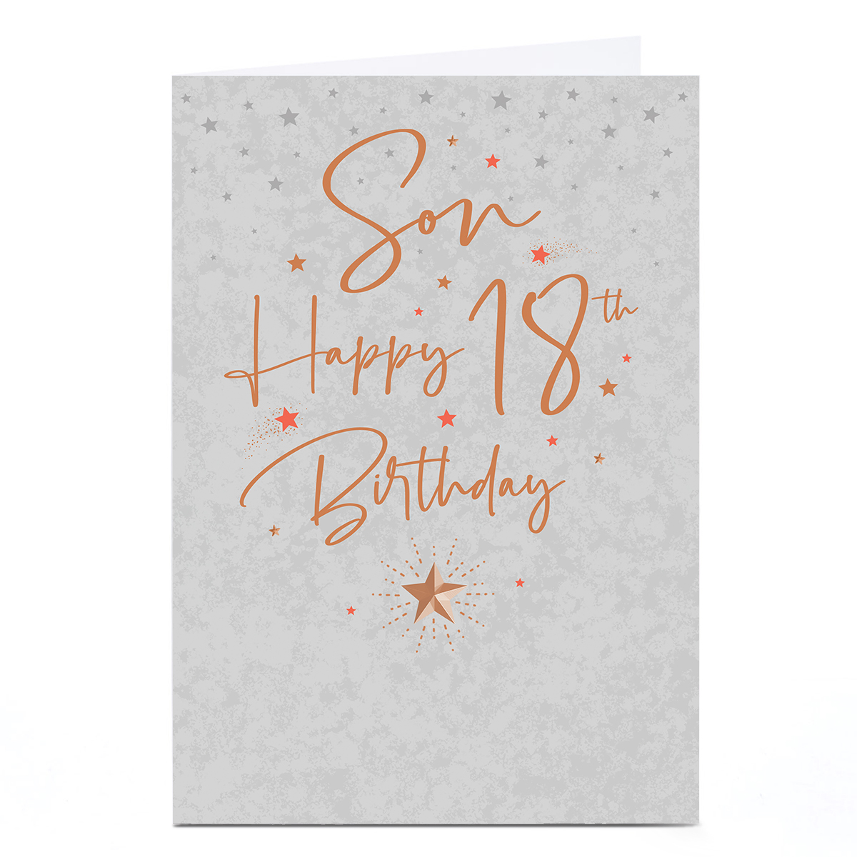 Personalised 18th Birthday Card - Silver Stars and Gold Script, Son