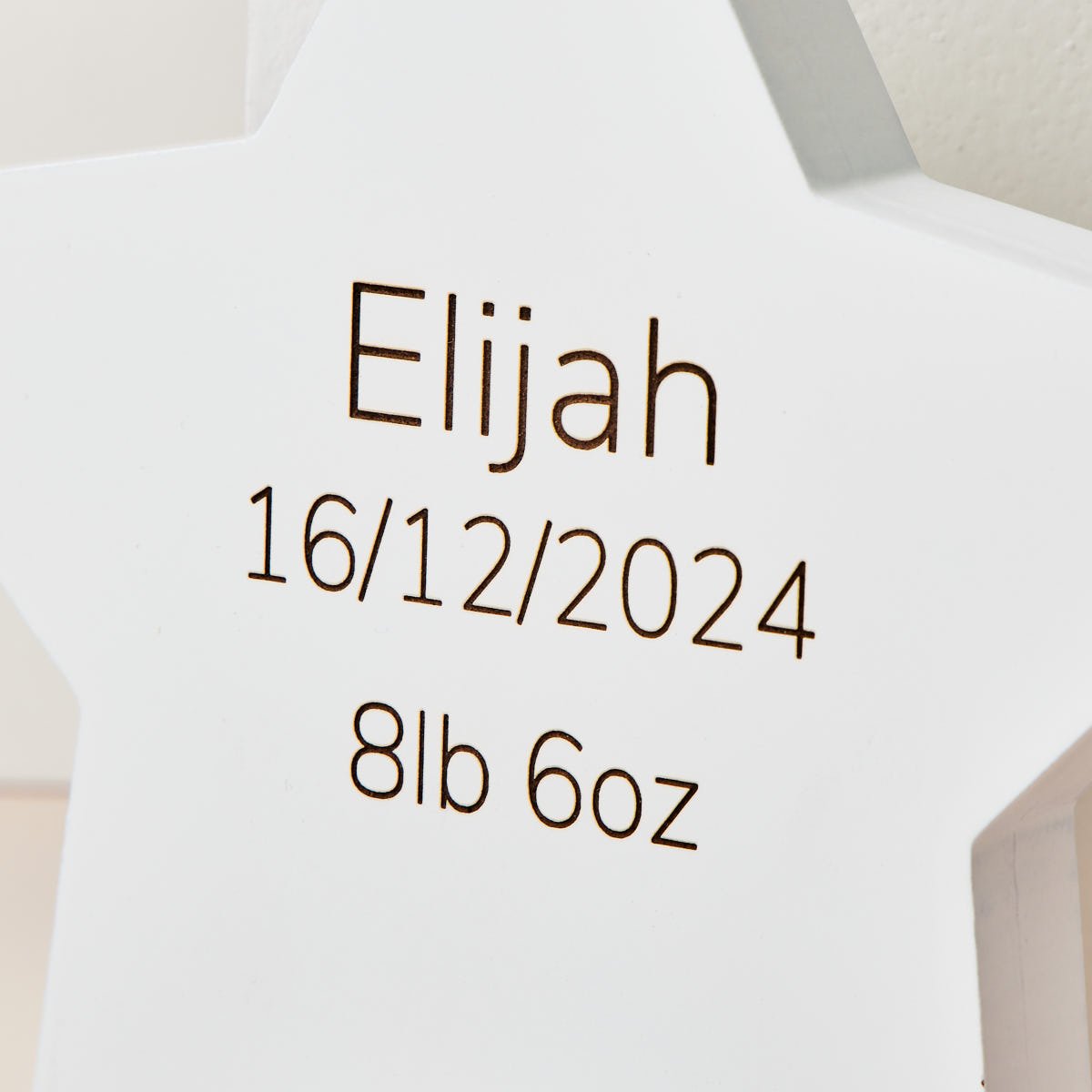 Personalised New Born Wooden Star Decoration