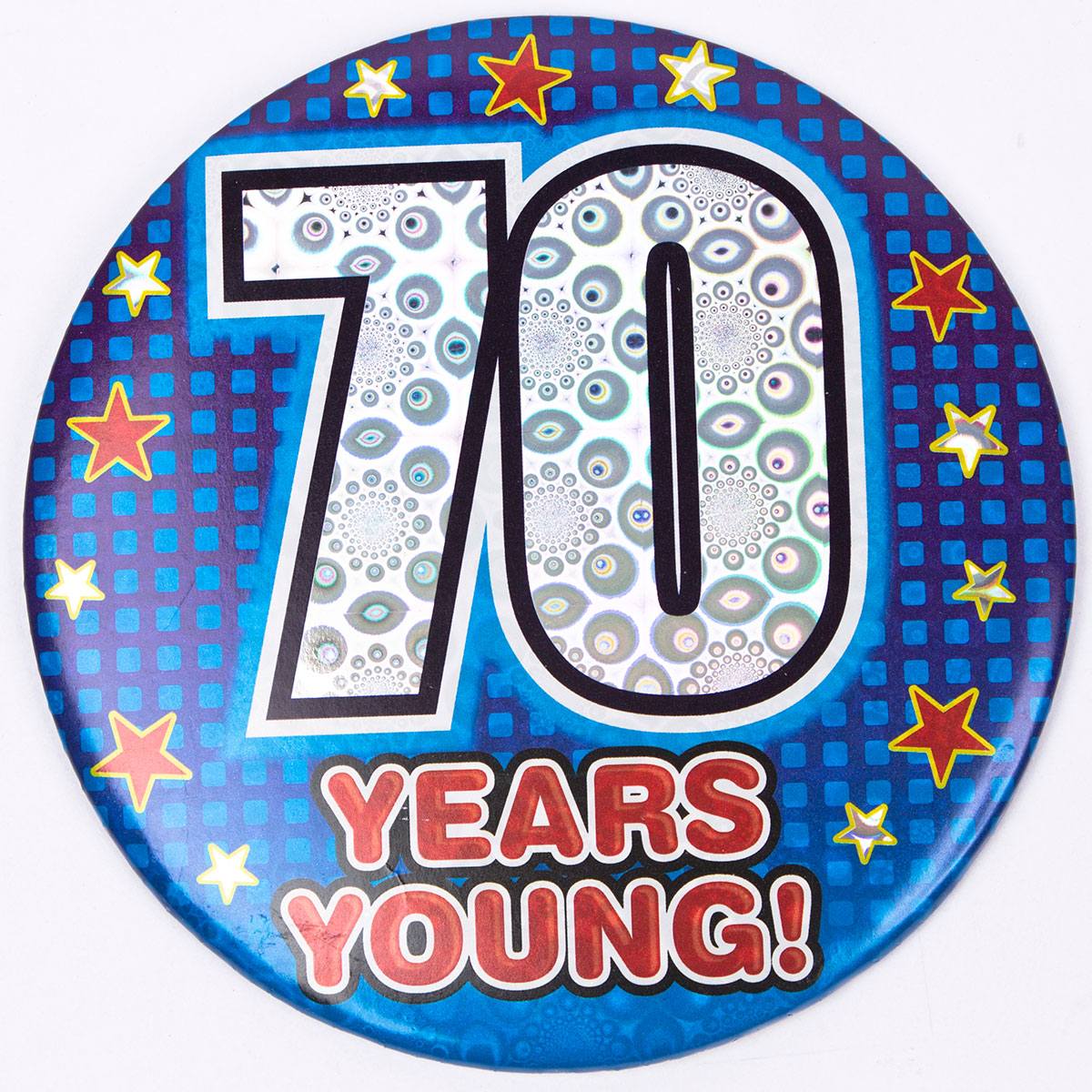 Holographic Age 70 Giant Birthday Badge