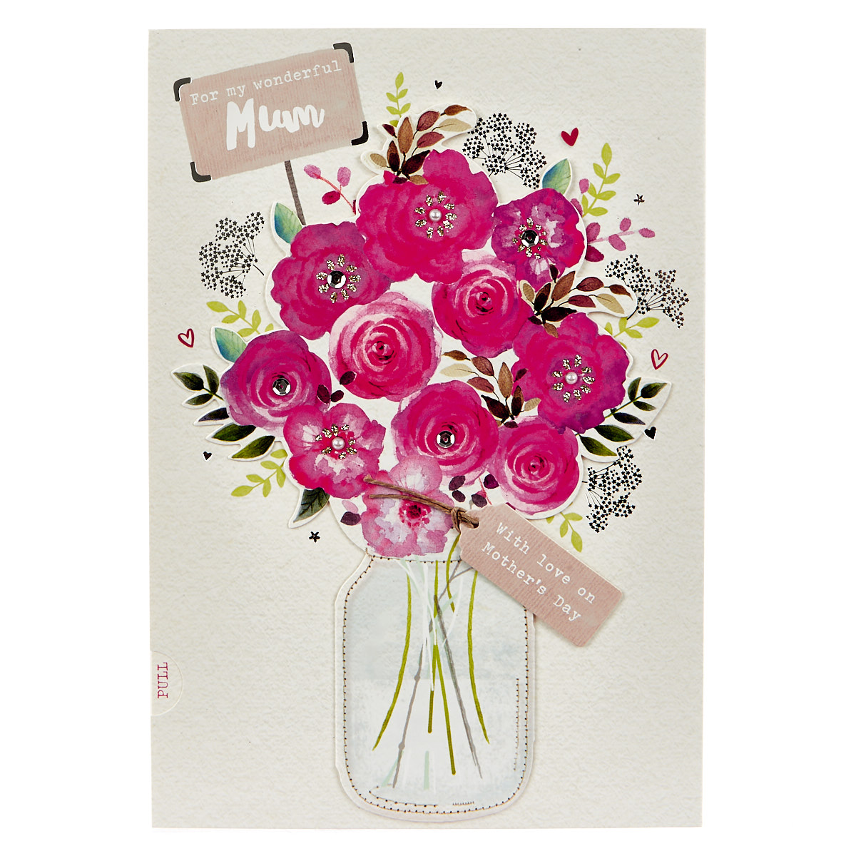 Pop-Up Mother's Day Card - Wonderful Mum, Vase Of Flowers