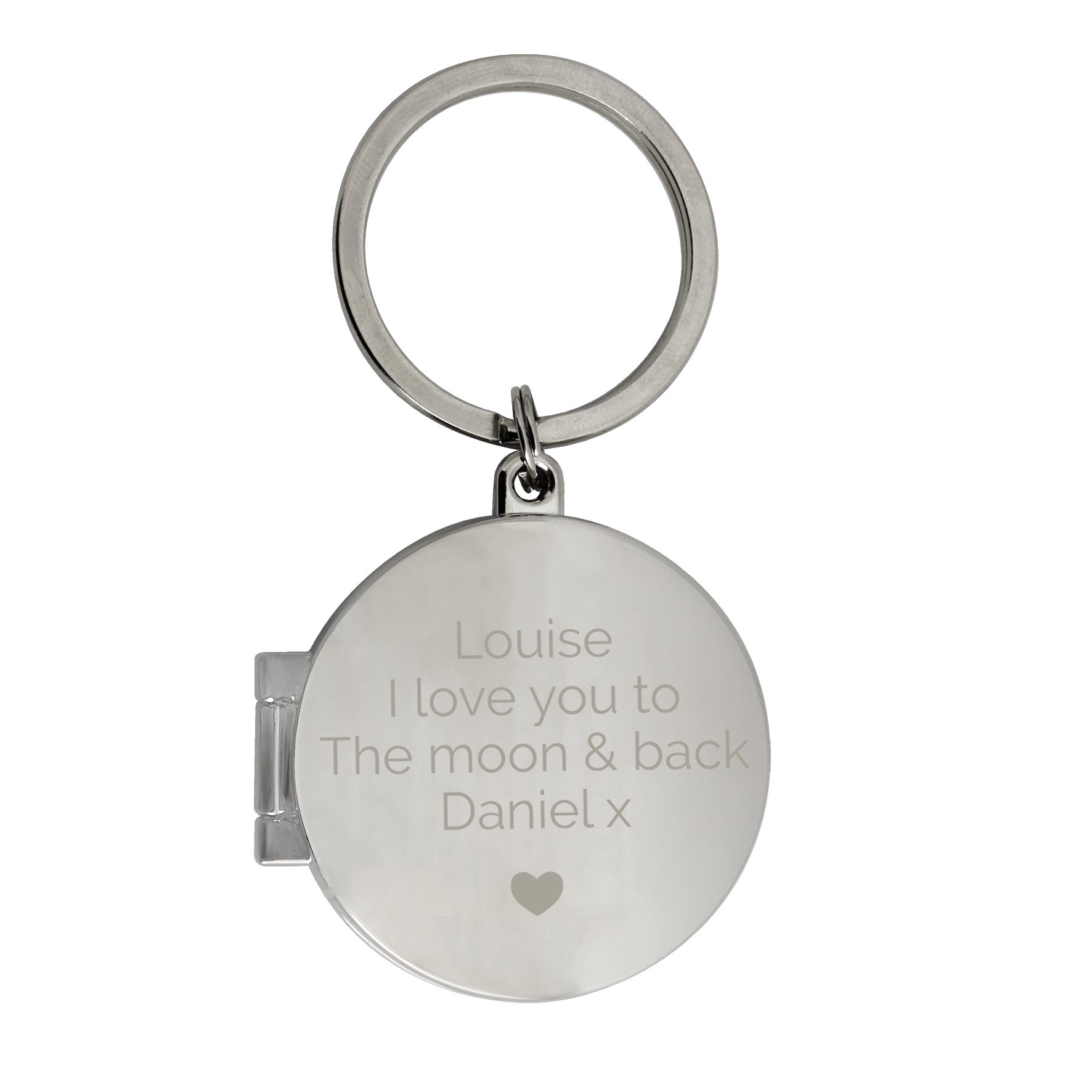 Personalised Heart Motif Locket Keyring 