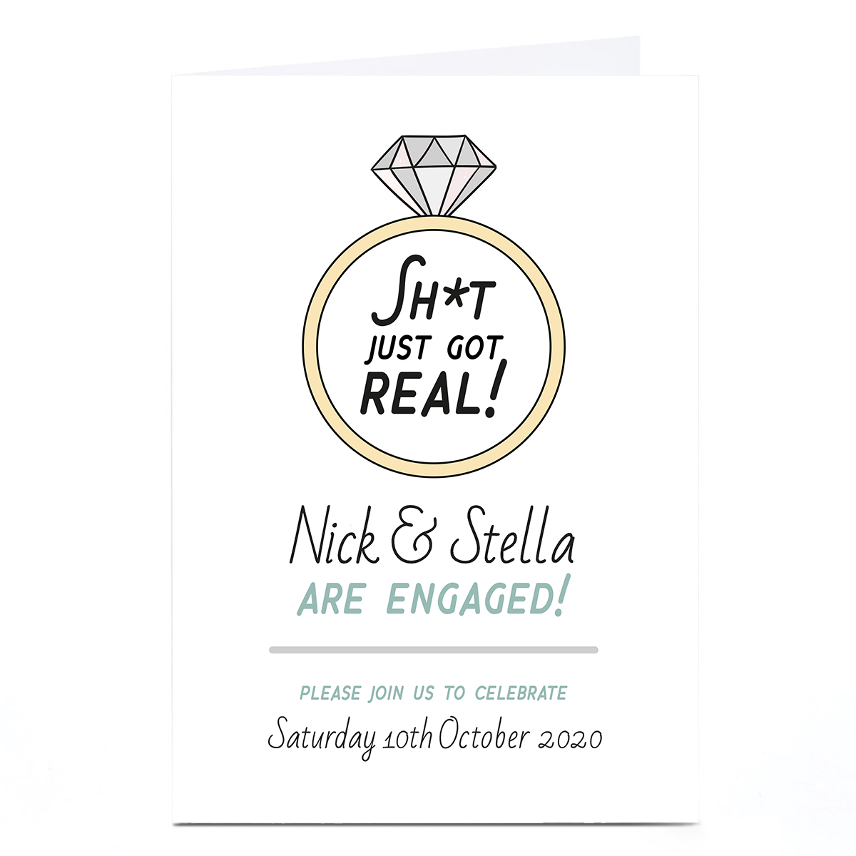 Personalised Engagement Party Invitation - Sh*t Got Real!